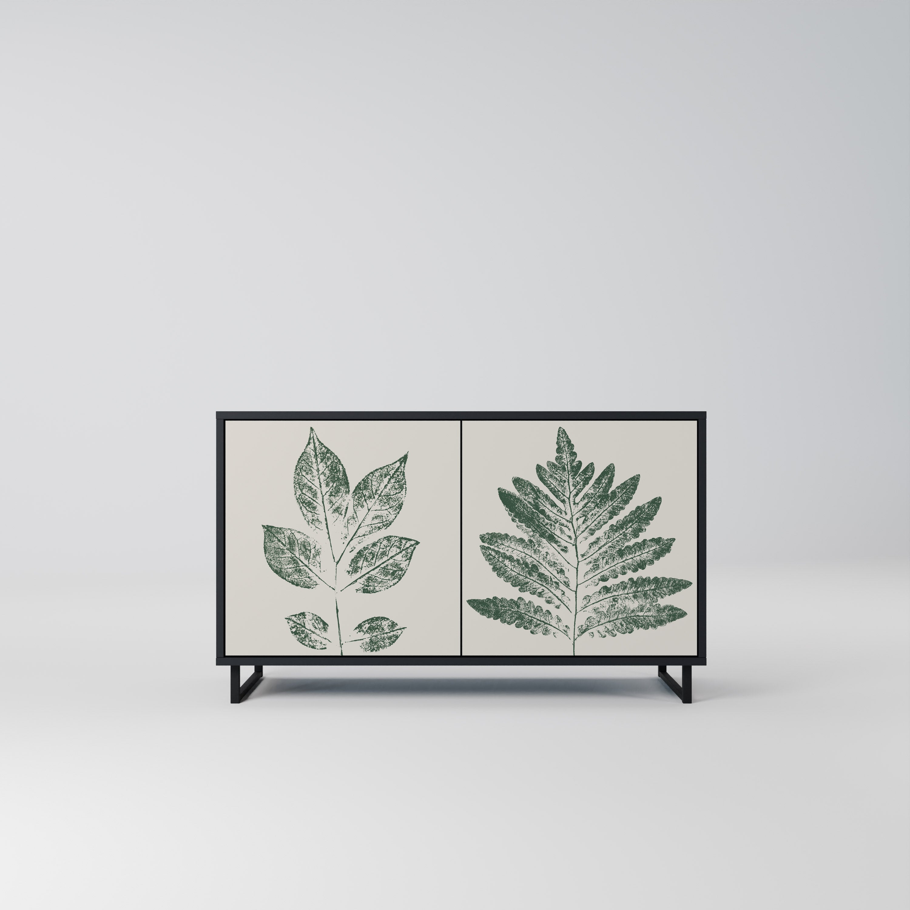 GREEN LEAFY STAMPS 2-Door Sideboard in Black Finish