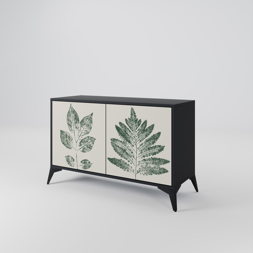 GREEN LEAFY STAMPS 2-Door Sideboard in Black Finish