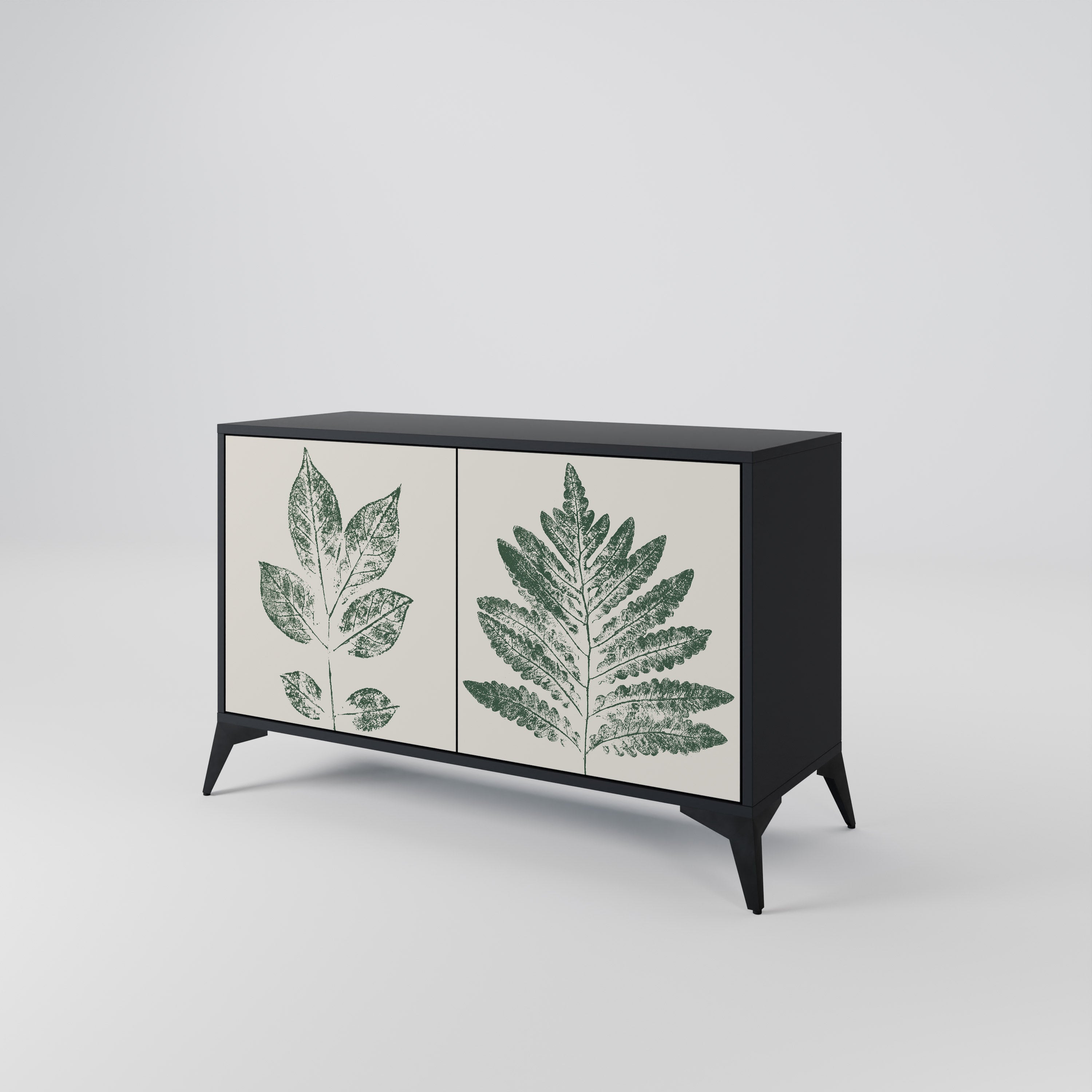 GREEN LEAFY STAMPS 2-Door Sideboard in Black Finish