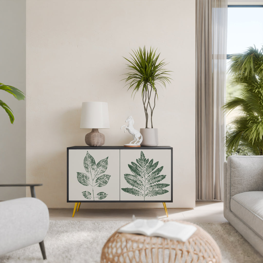 GREEN LEAFY STAMPS 2-Door Sideboard in Black Finish