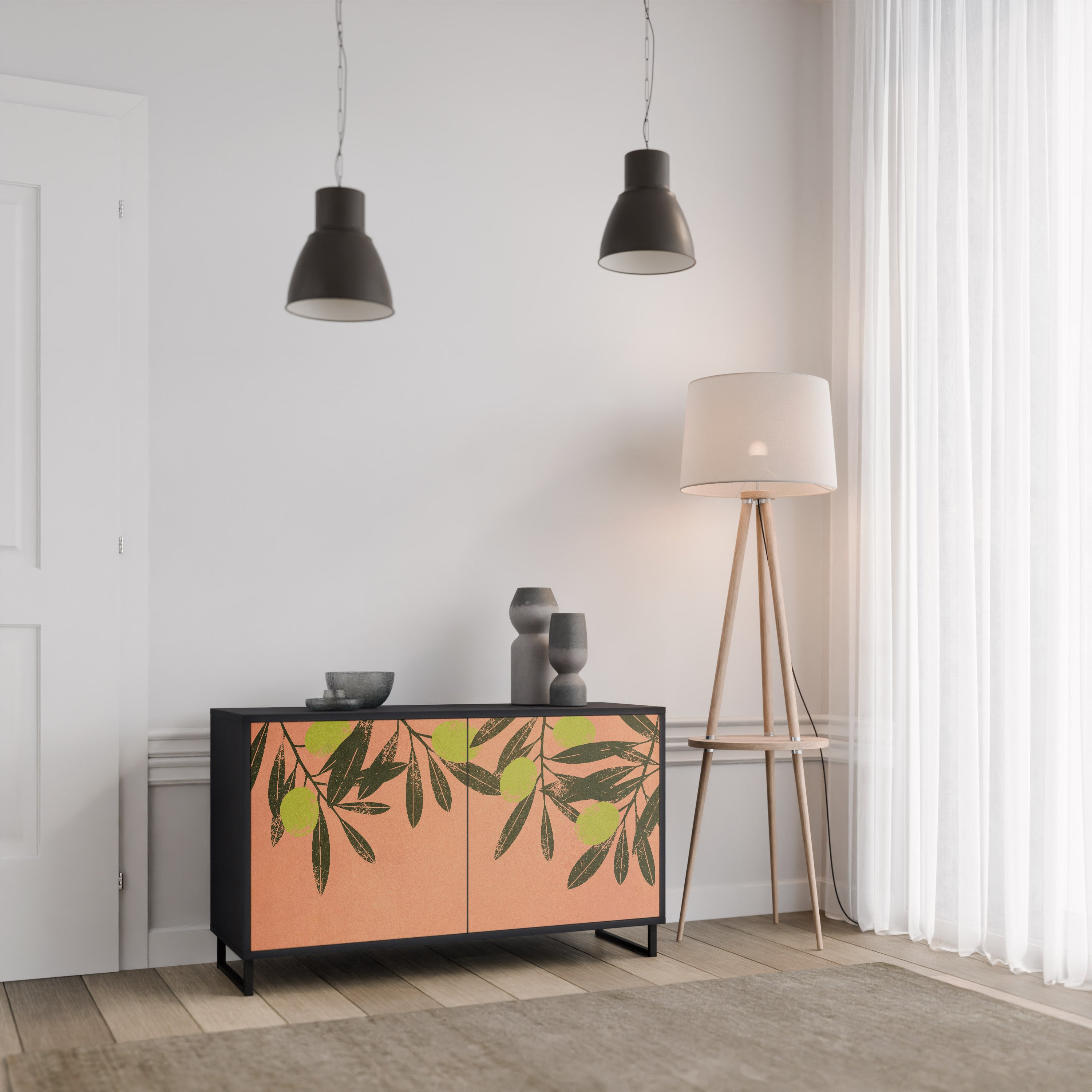 JUICY OLIVES 2-Door Sideboard in Black Finish