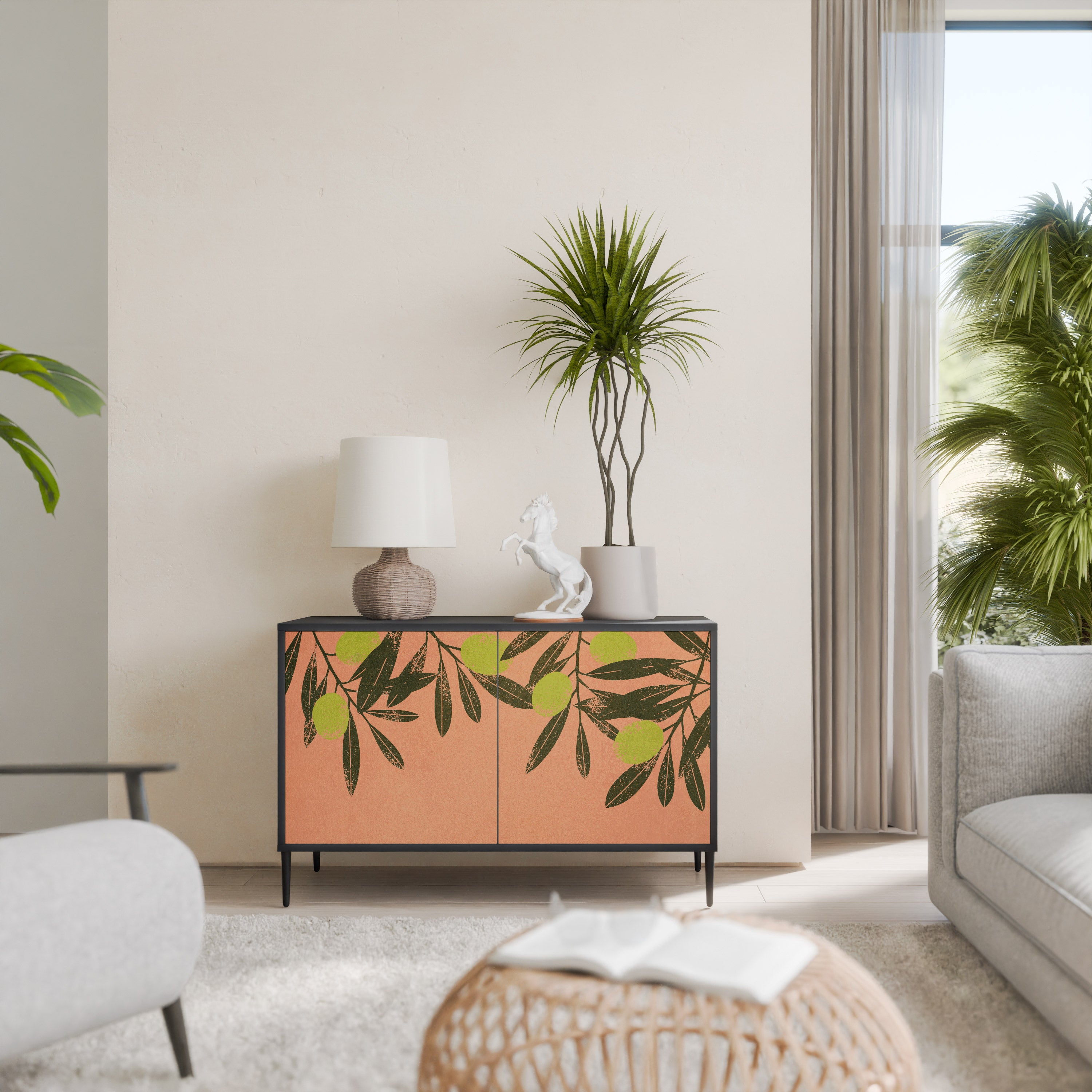 JUICY OLIVES 2-Door Sideboard in Black Finish