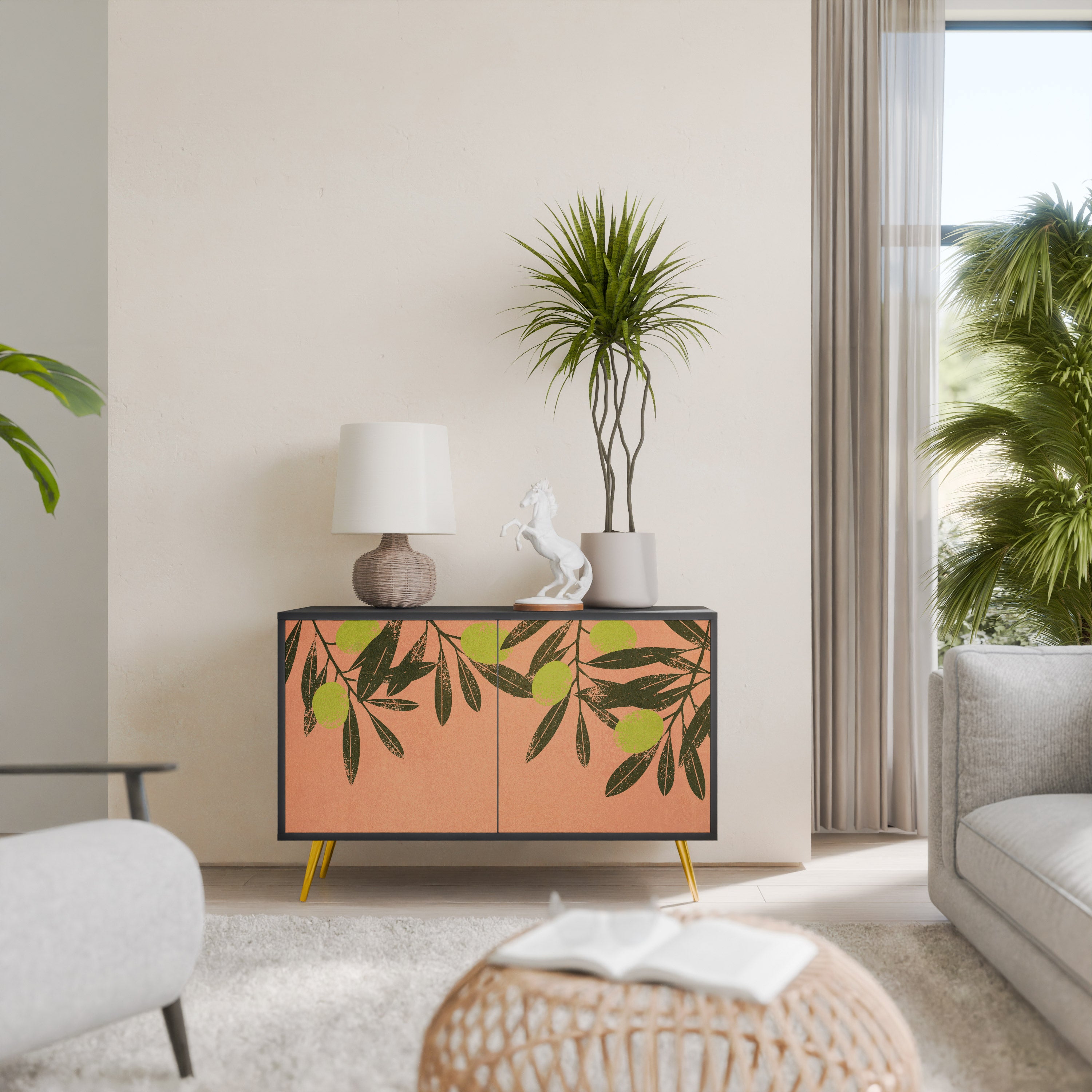 JUICY OLIVES 2-Door Sideboard in Black Finish