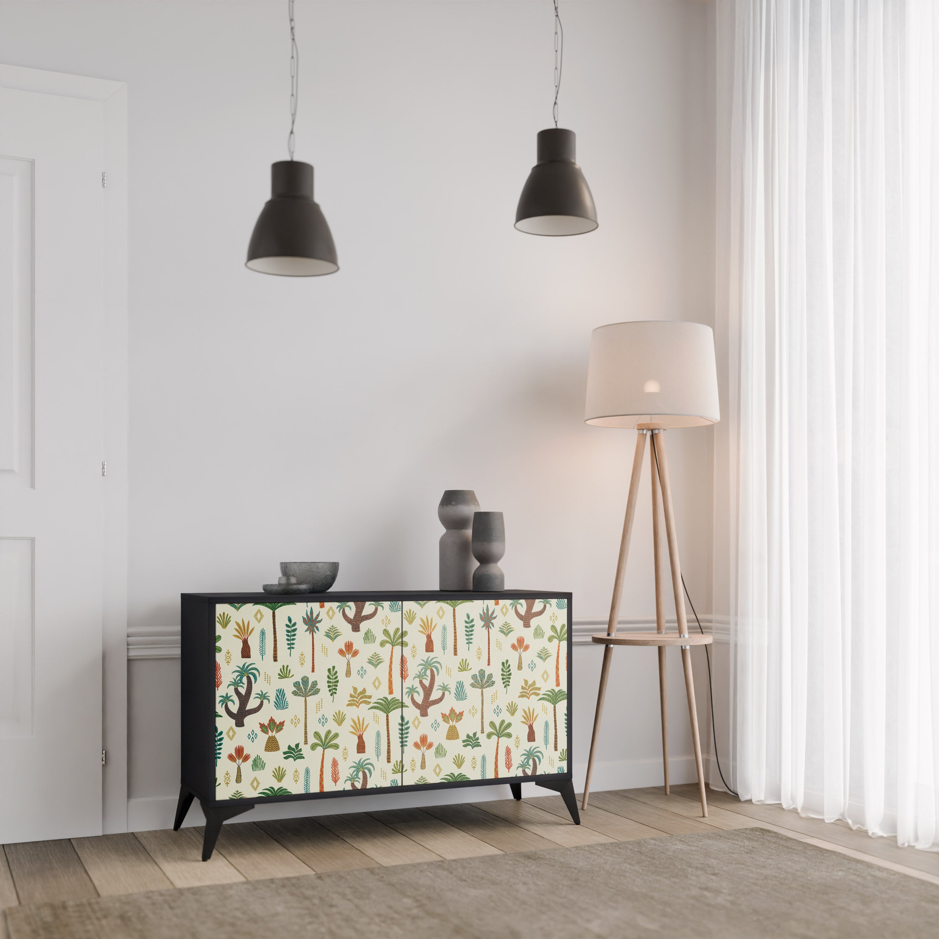 PALM SPRING 2-Door Sideboard in Black Finish