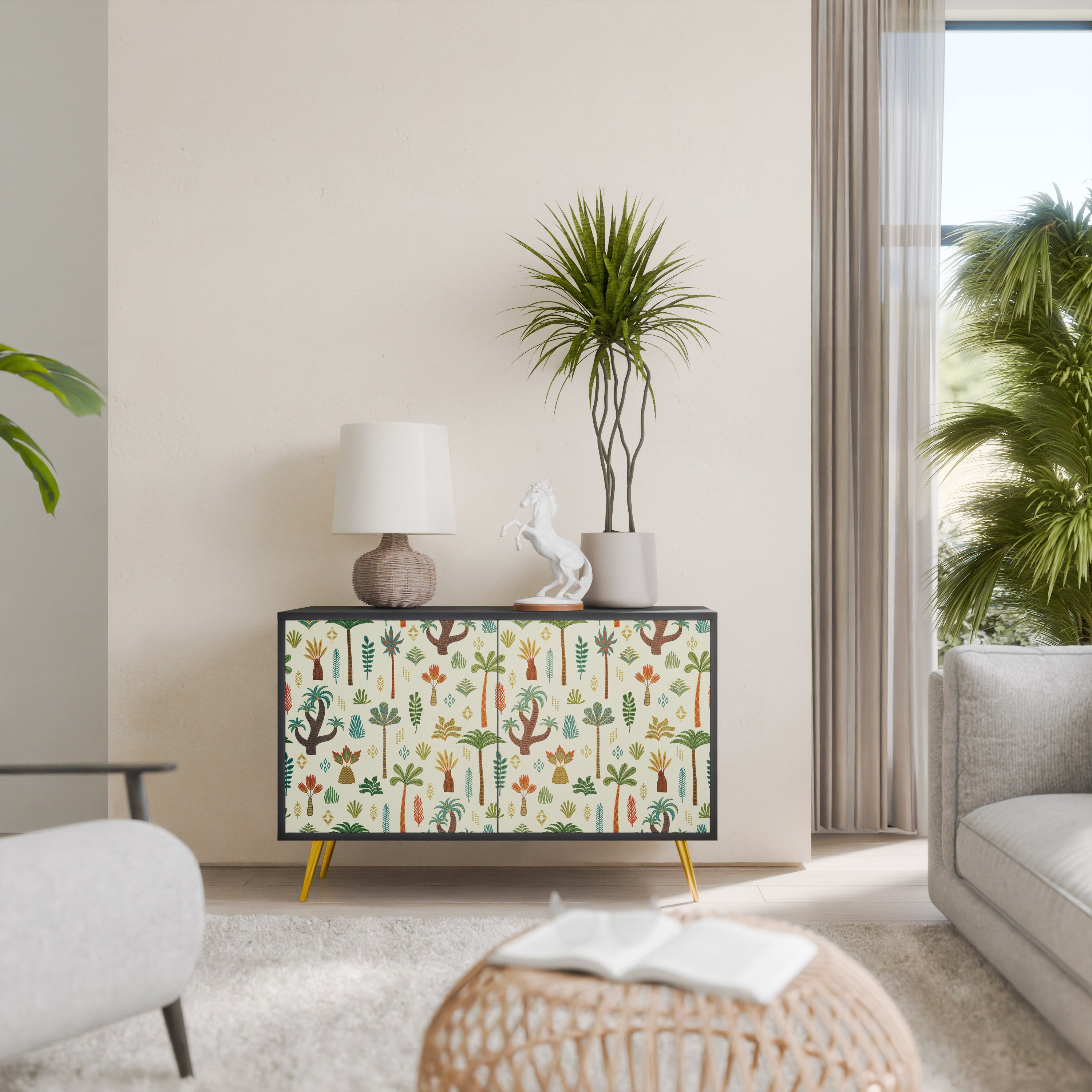 PALM SPRING 2-Door Sideboard in Black Finish