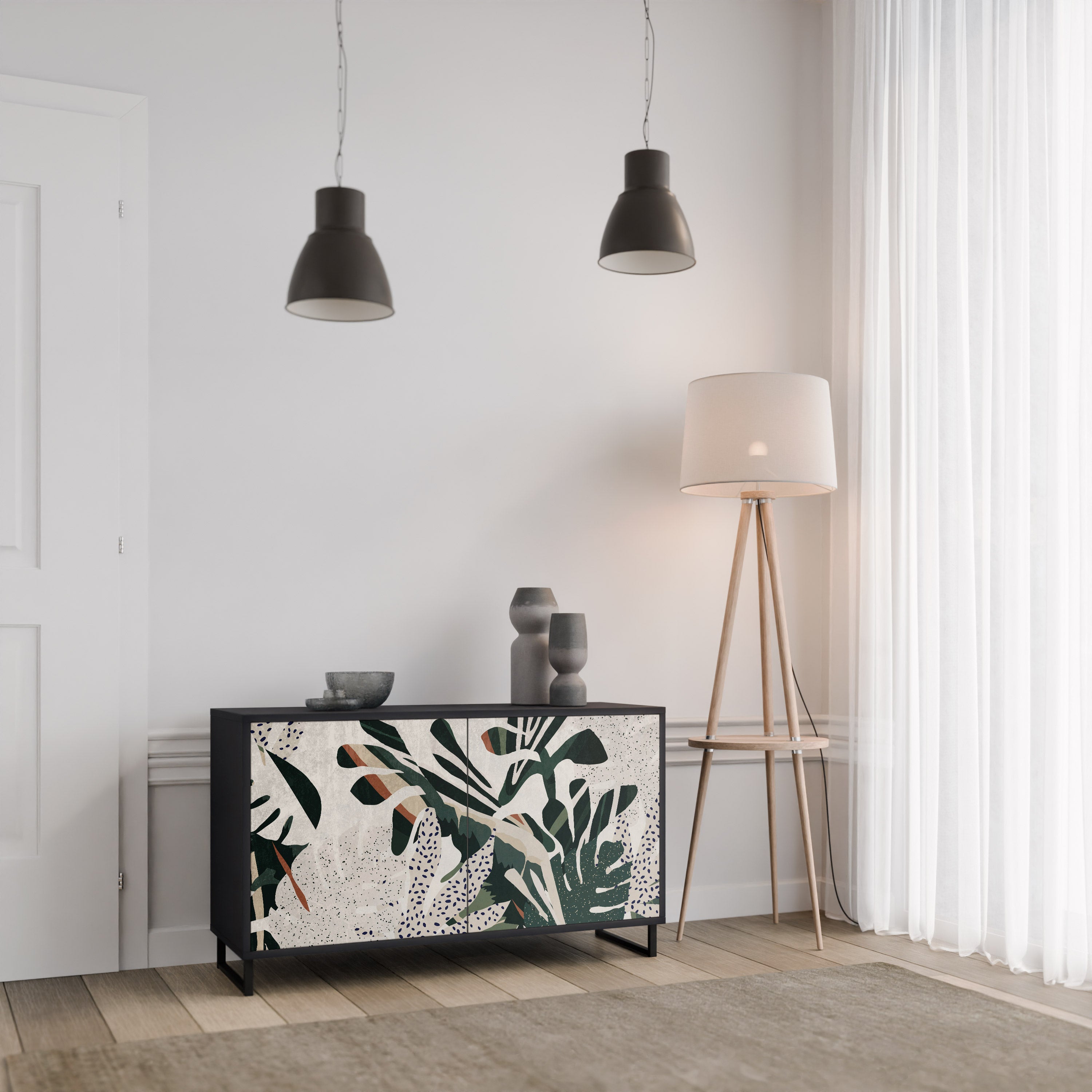 VERDURE FORMATION 2-Door Sideboard in Black Finish
