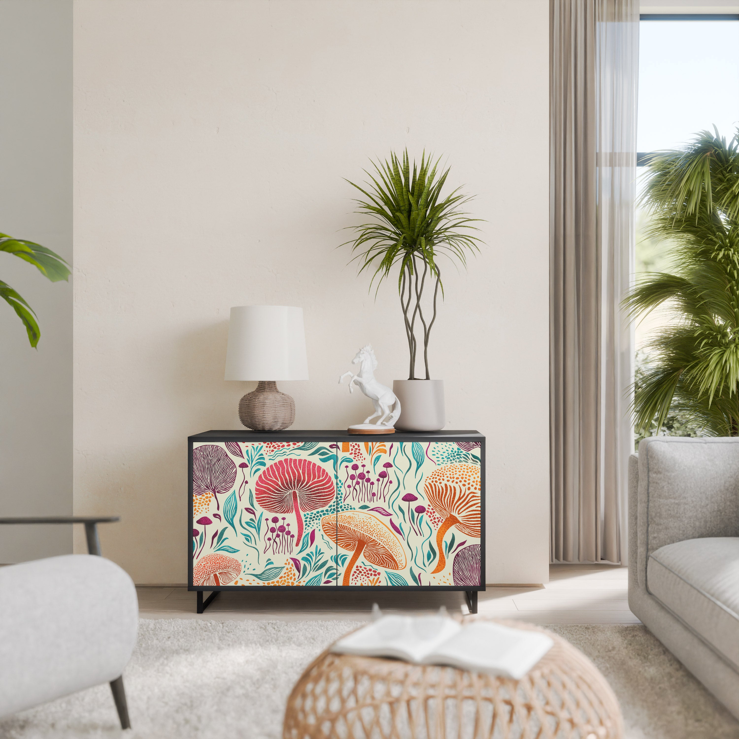 FUNGUS FANTASY 2-Door Sideboard in Black Finish