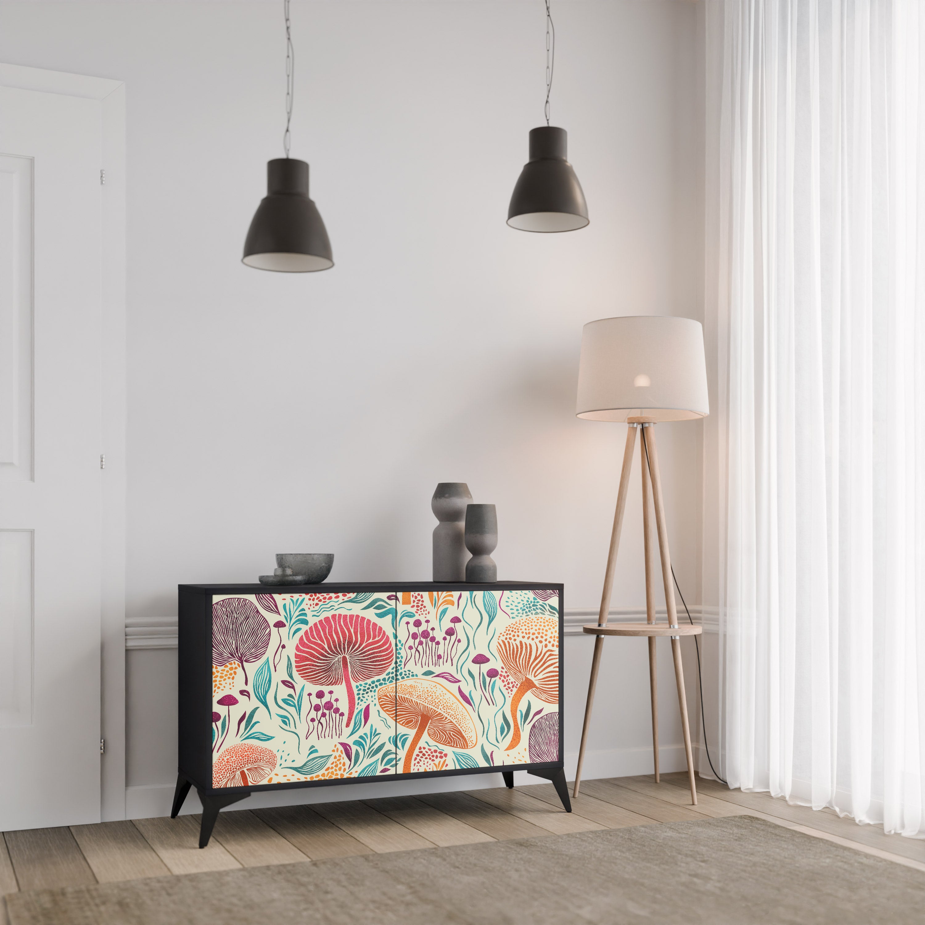 FUNGUS FANTASY 2-Door Sideboard in Black Finish