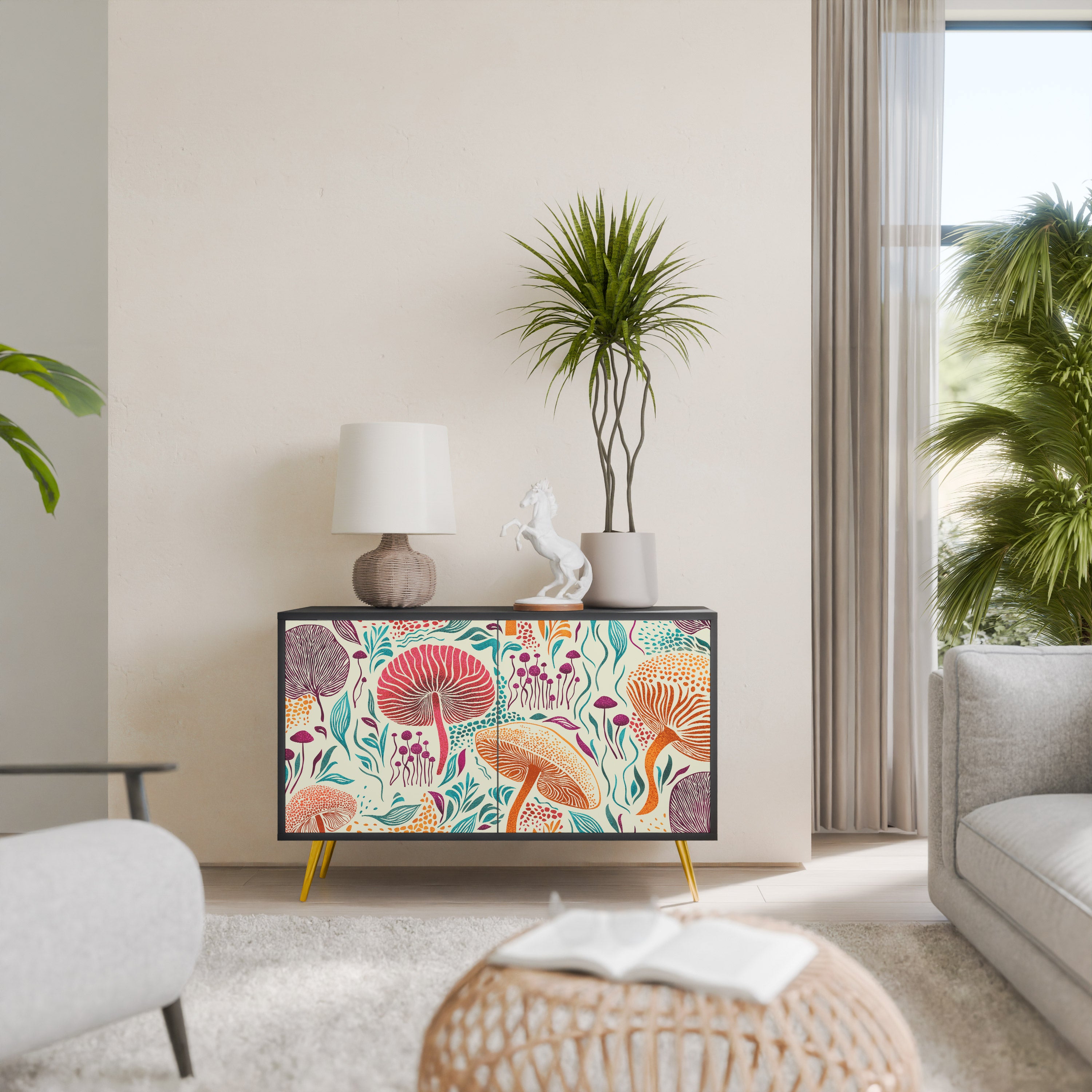 FUNGUS FANTASY 2-Door Sideboard in Black Finish