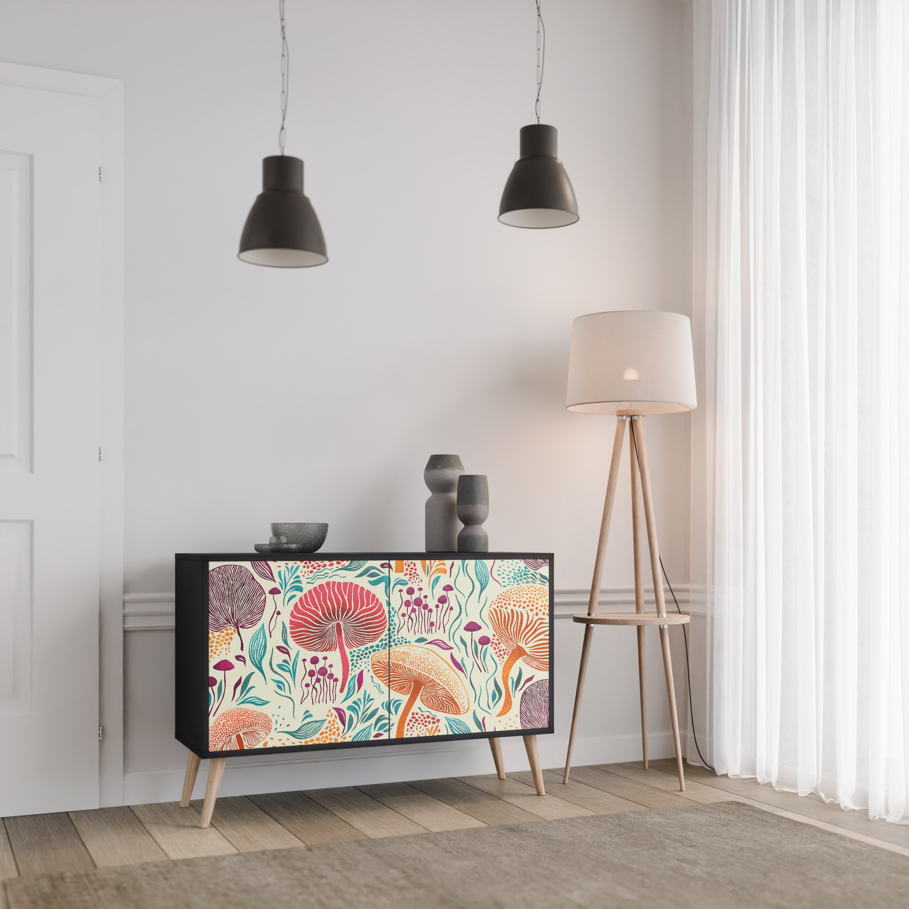 FUNGUS FANTASY 2-Door Sideboard in Black Finish