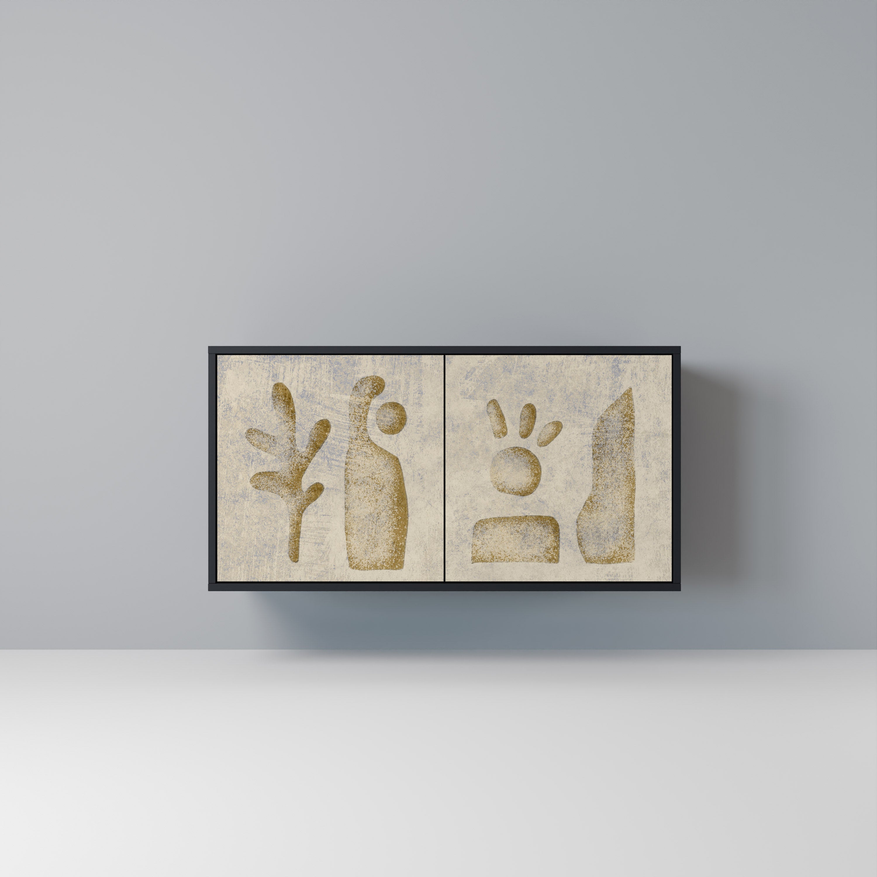 Aparador de 2 puertas SAND SCULPTURES en acabado negro