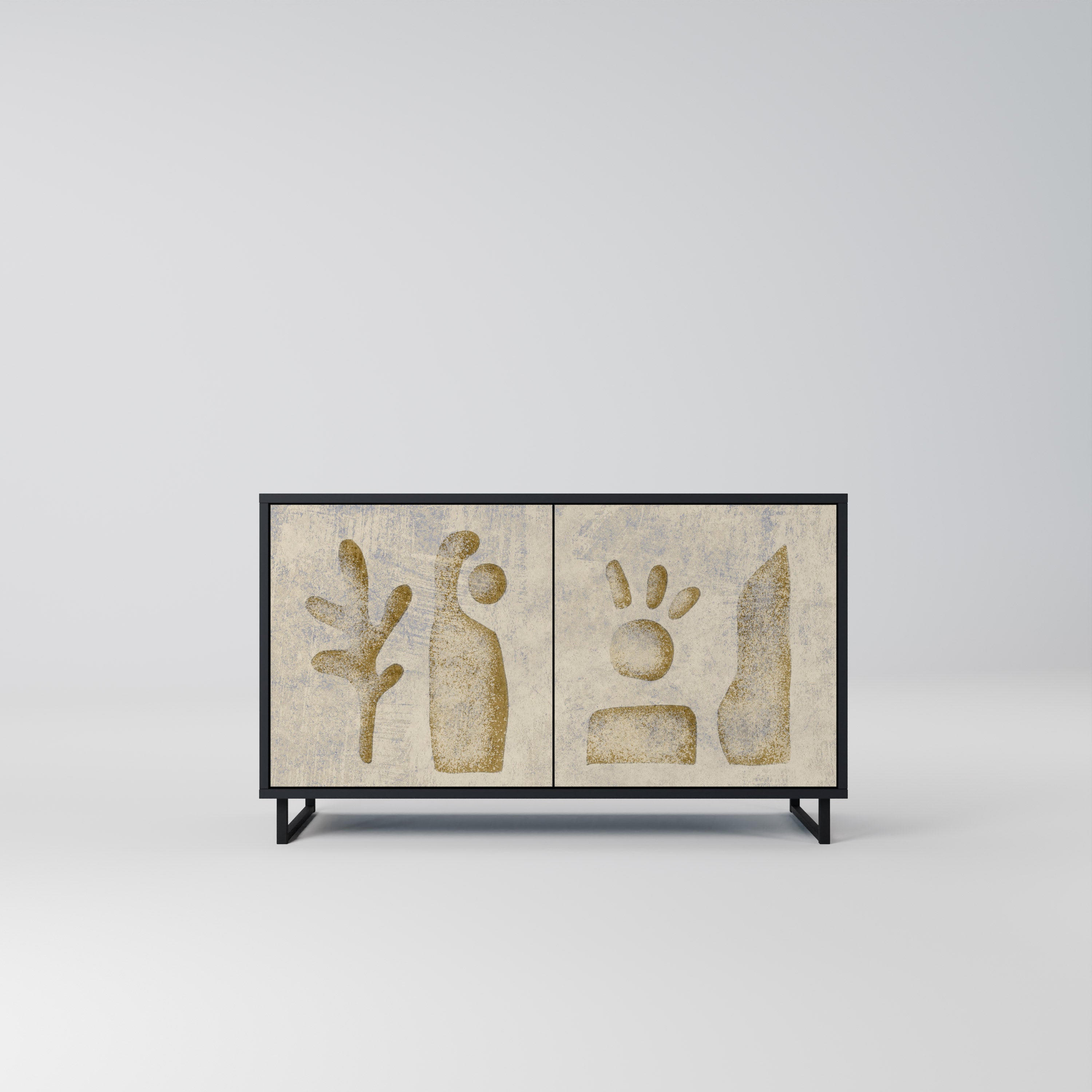 Aparador de 2 puertas SAND SCULPTURES en acabado negro