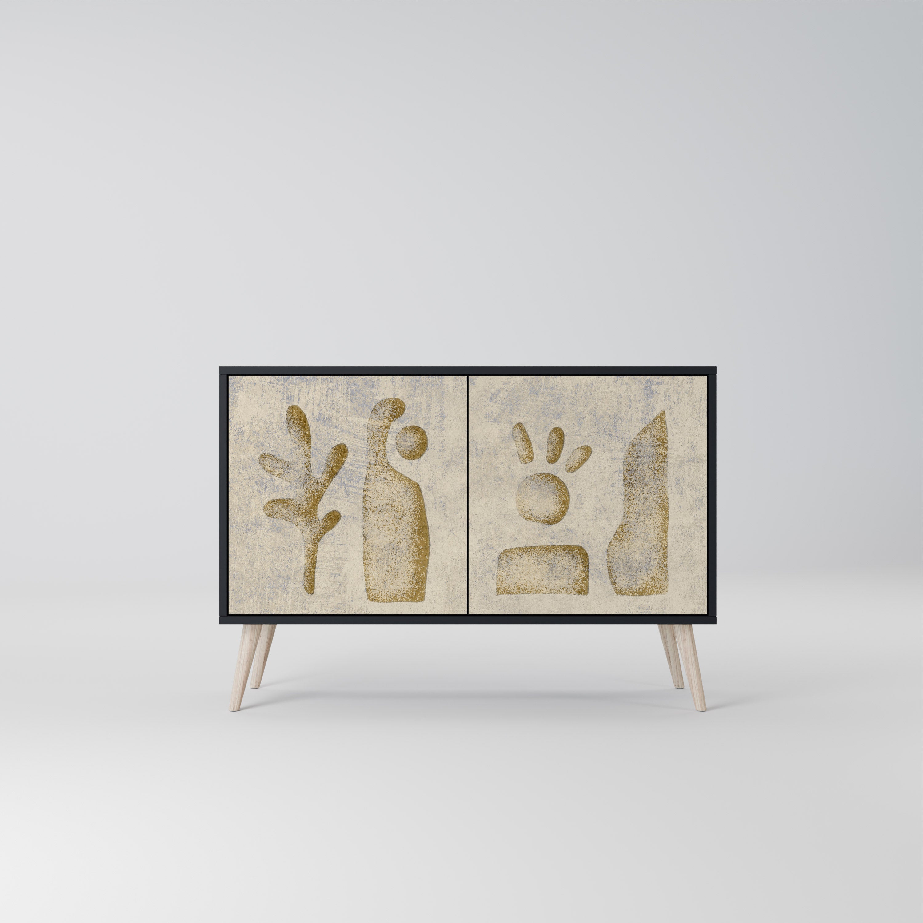 Aparador de 2 puertas SAND SCULPTURES en acabado negro