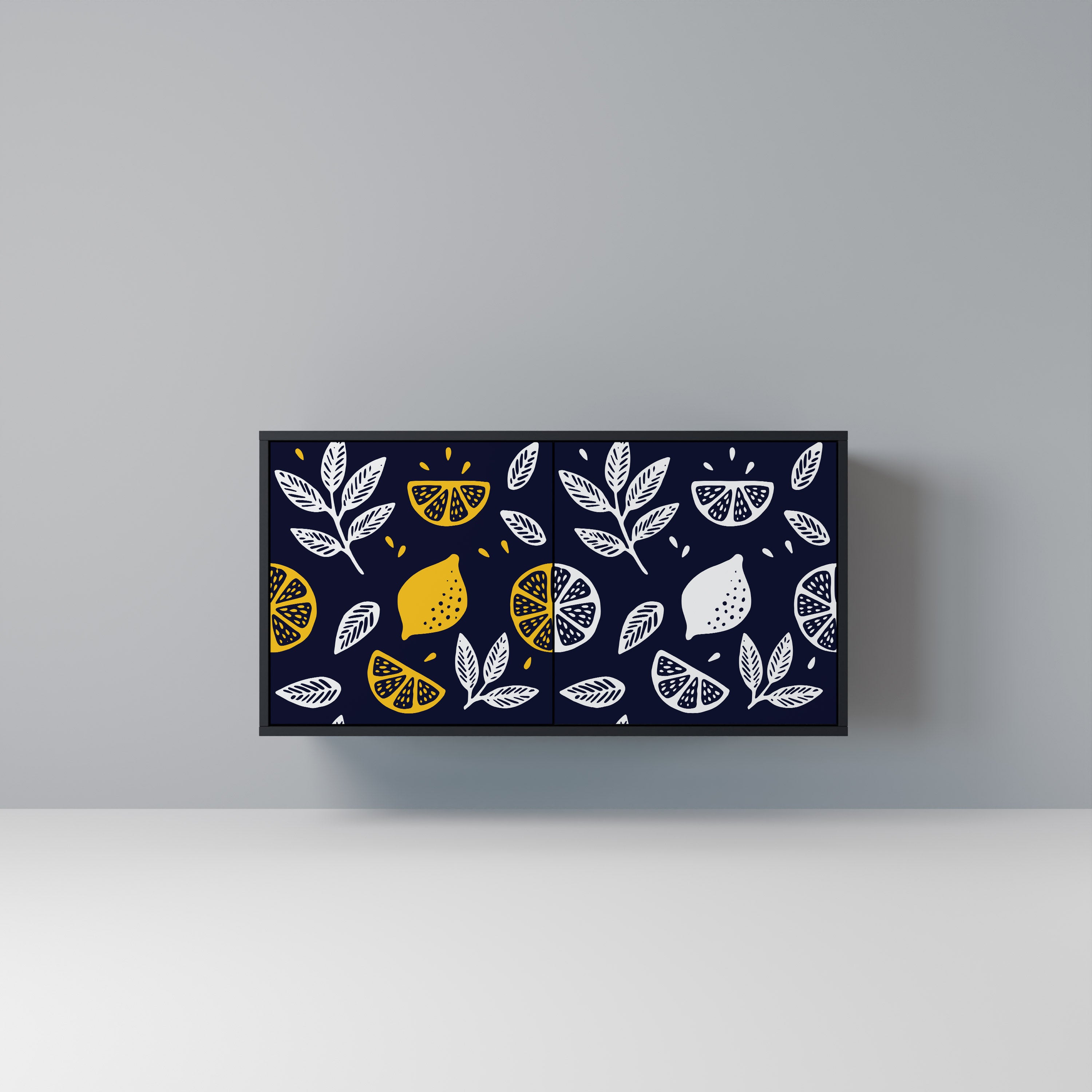 CITRUS BLACK AND WHITE 2-Door Sideboard in Black Finish