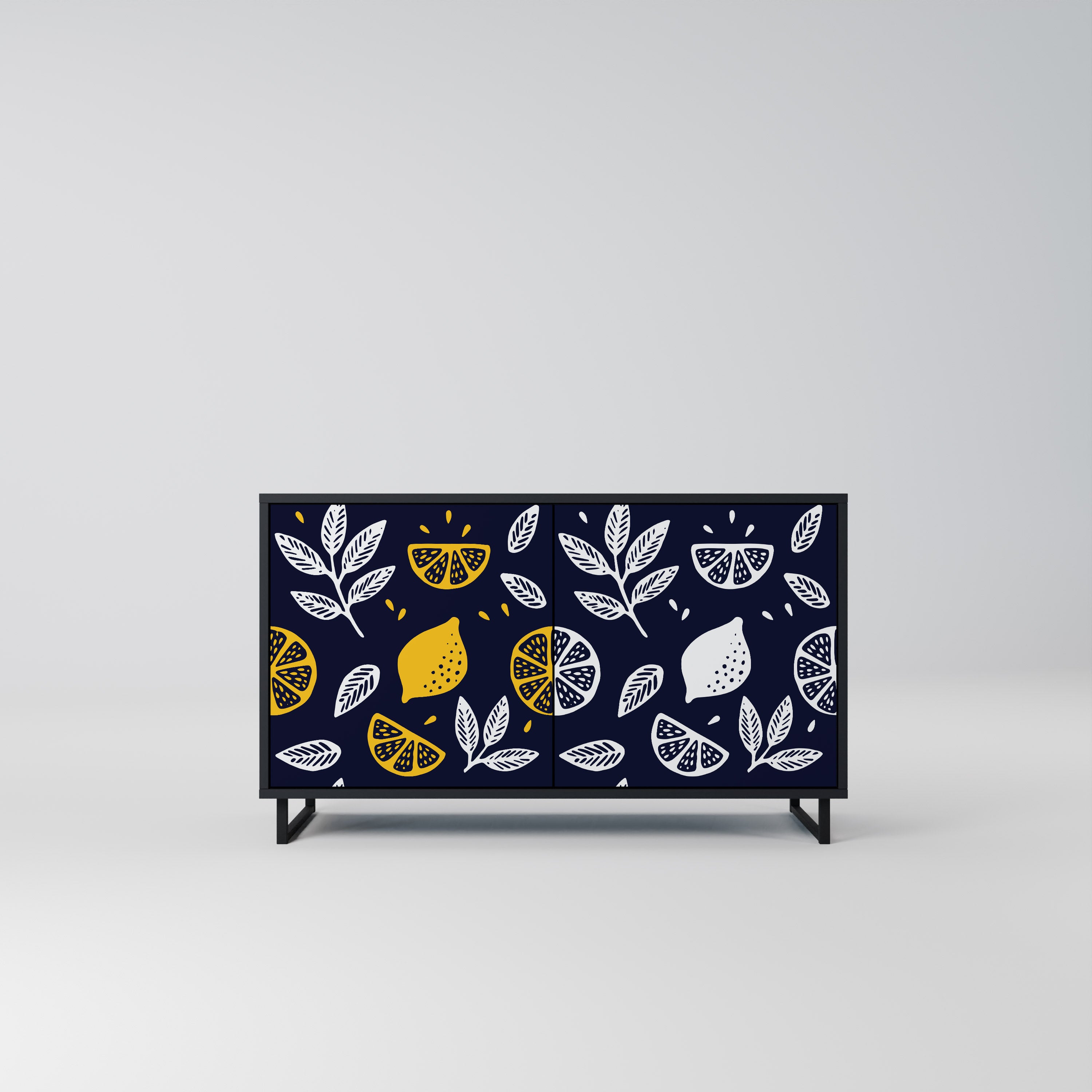 CITRUS BLACK AND WHITE 2-Door Sideboard in Black Finish