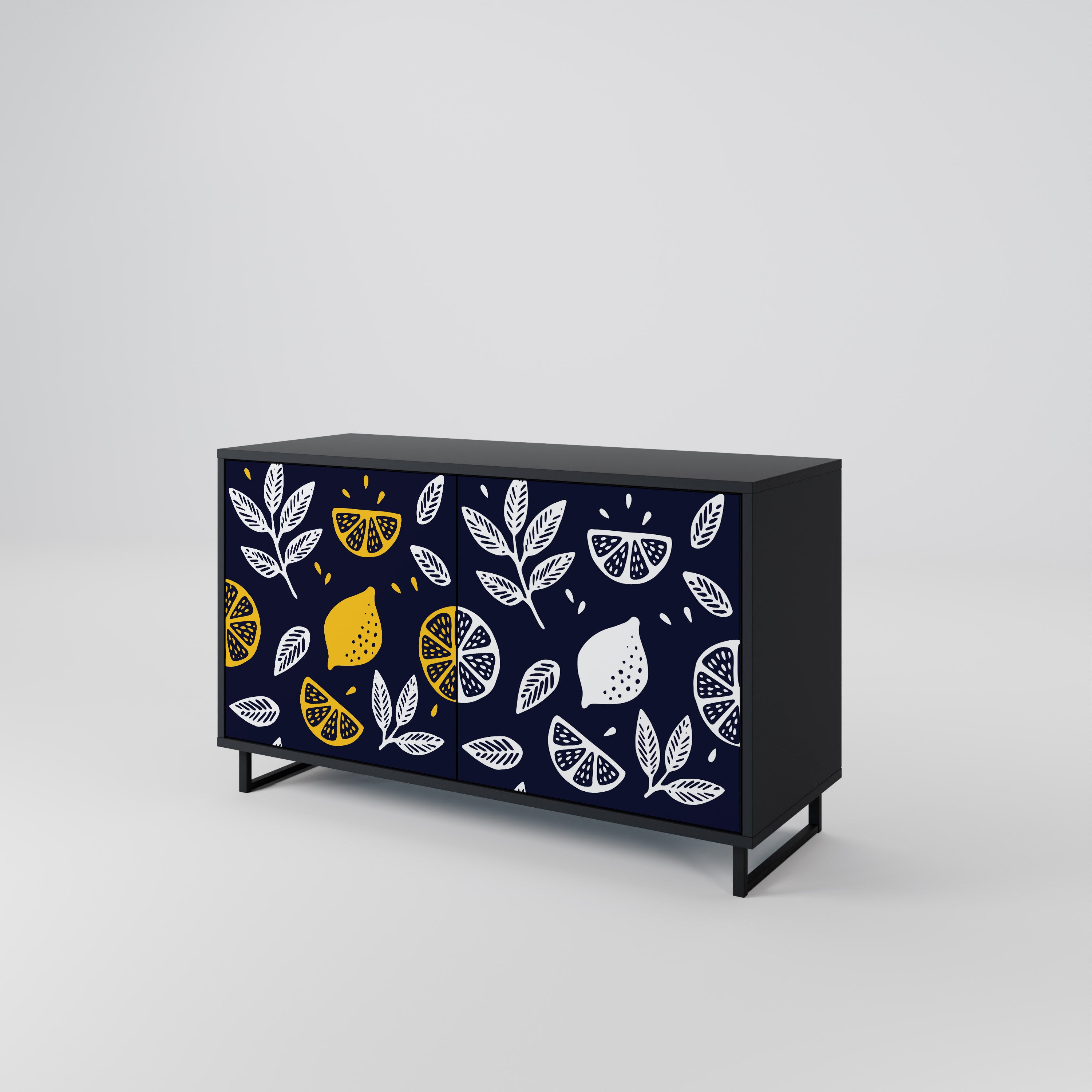 CITRUS BLACK AND WHITE 2-Door Sideboard in Black Finish