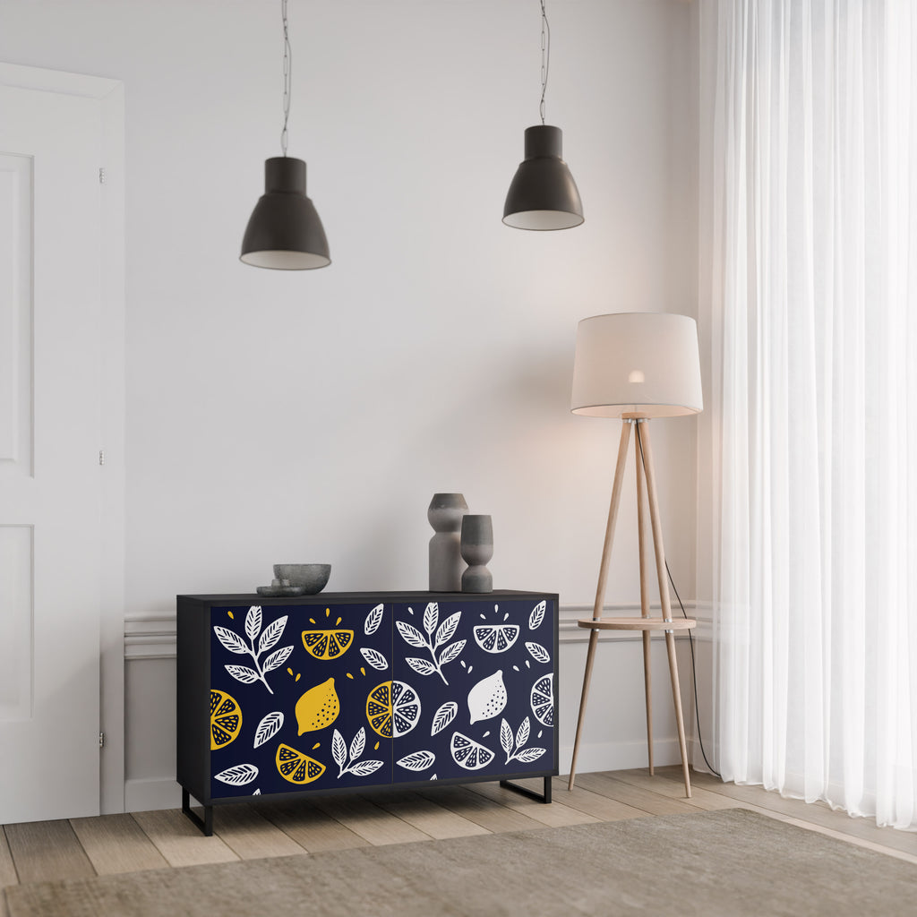 CITRUS BLACK AND WHITE 2-Door Sideboard in Black Finish