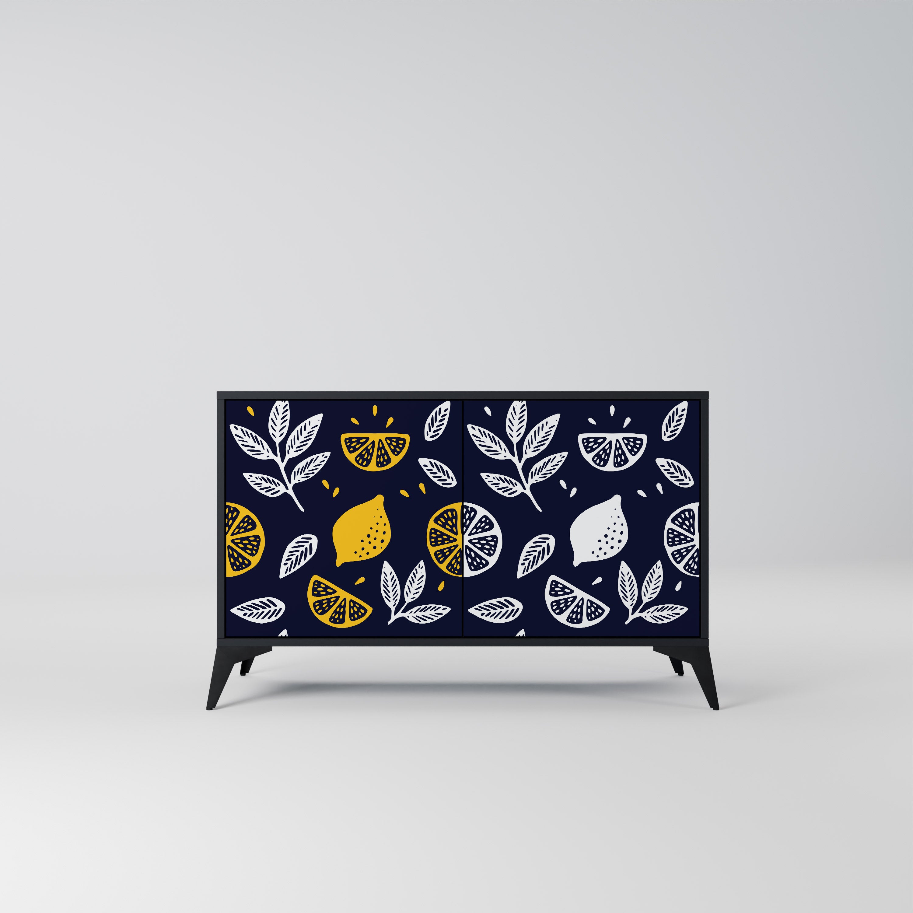 CITRUS BLACK AND WHITE 2-Door Sideboard in Black Finish