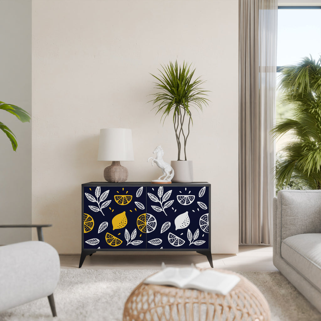 CITRUS BLACK AND WHITE 2-Door Sideboard in Black Finish