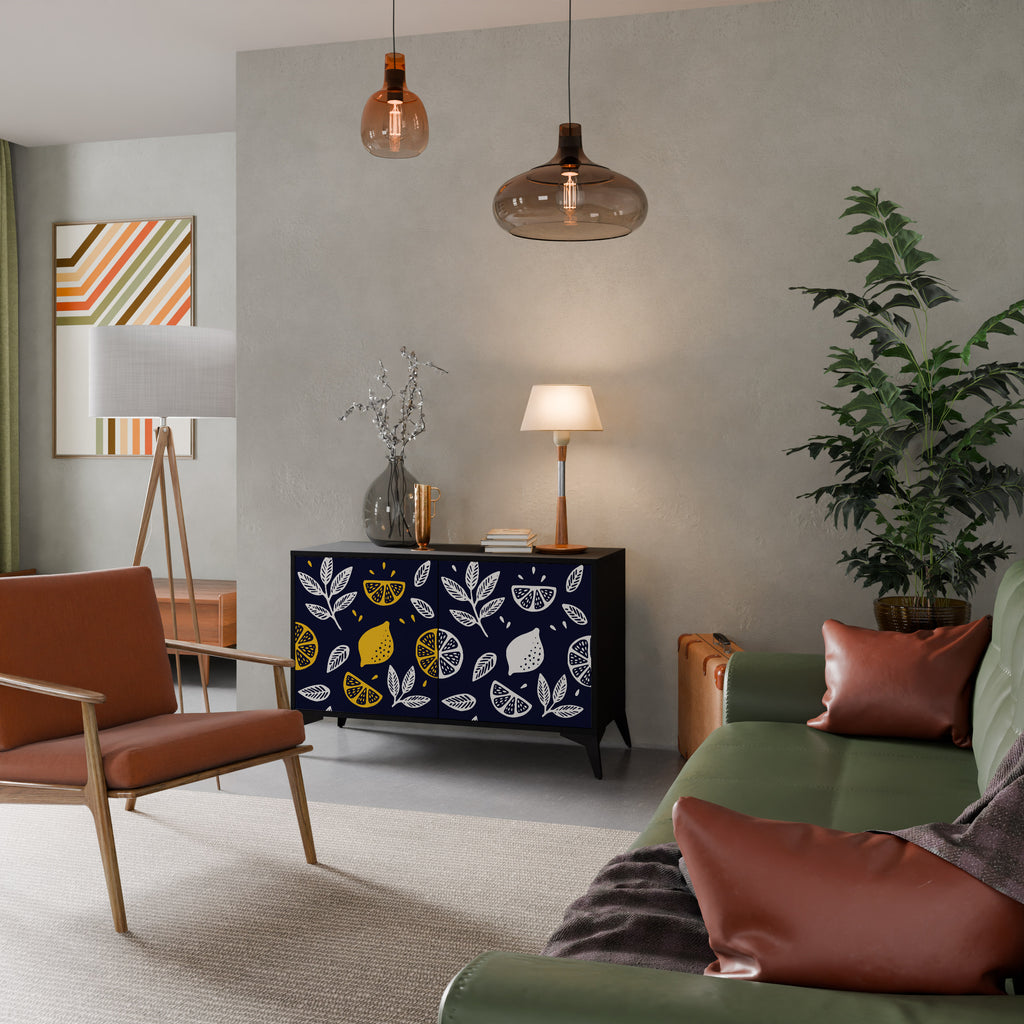 CITRUS BLACK AND WHITE 2-Door Sideboard in Black Finish