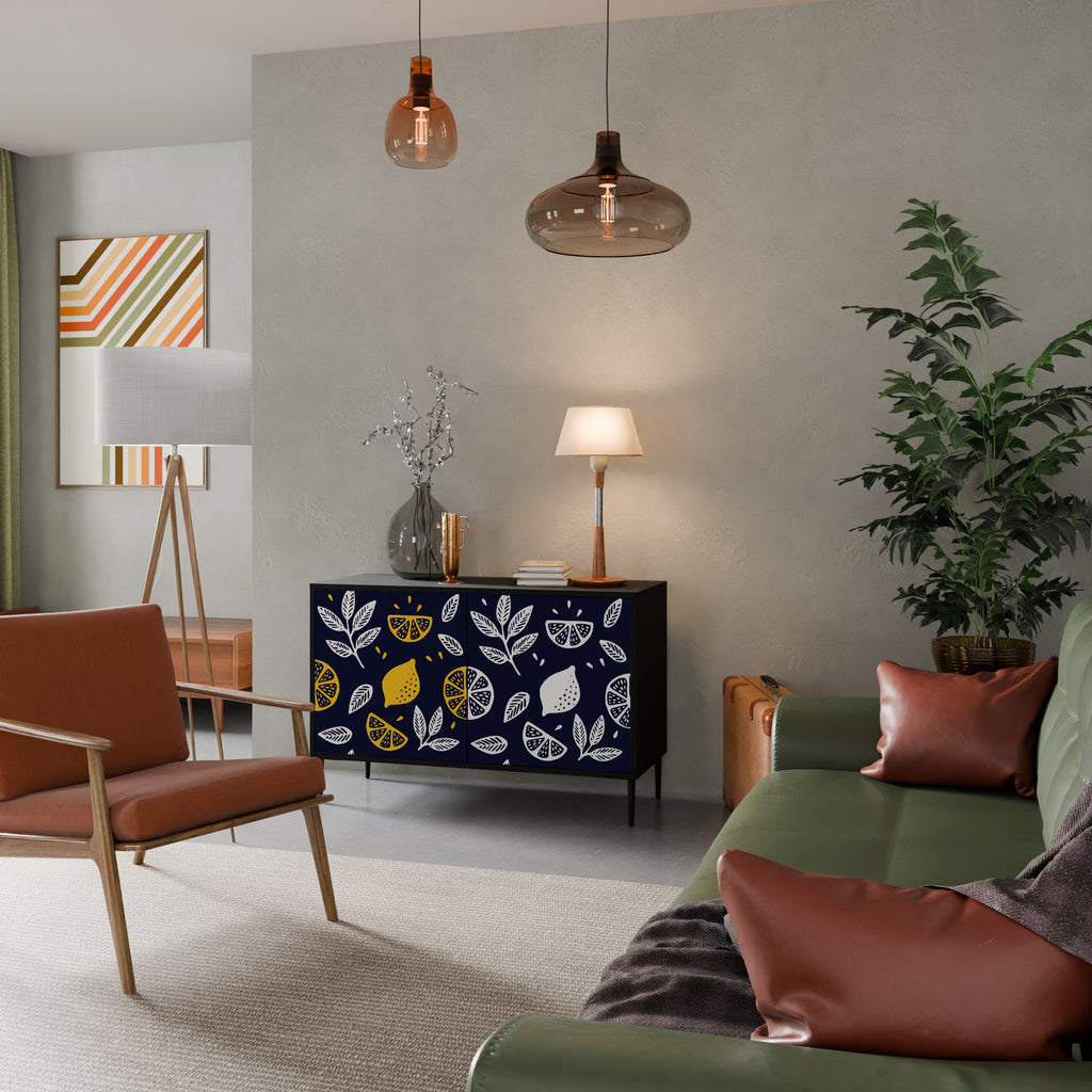 CITRUS BLACK AND WHITE 2-Door Sideboard in Black Finish