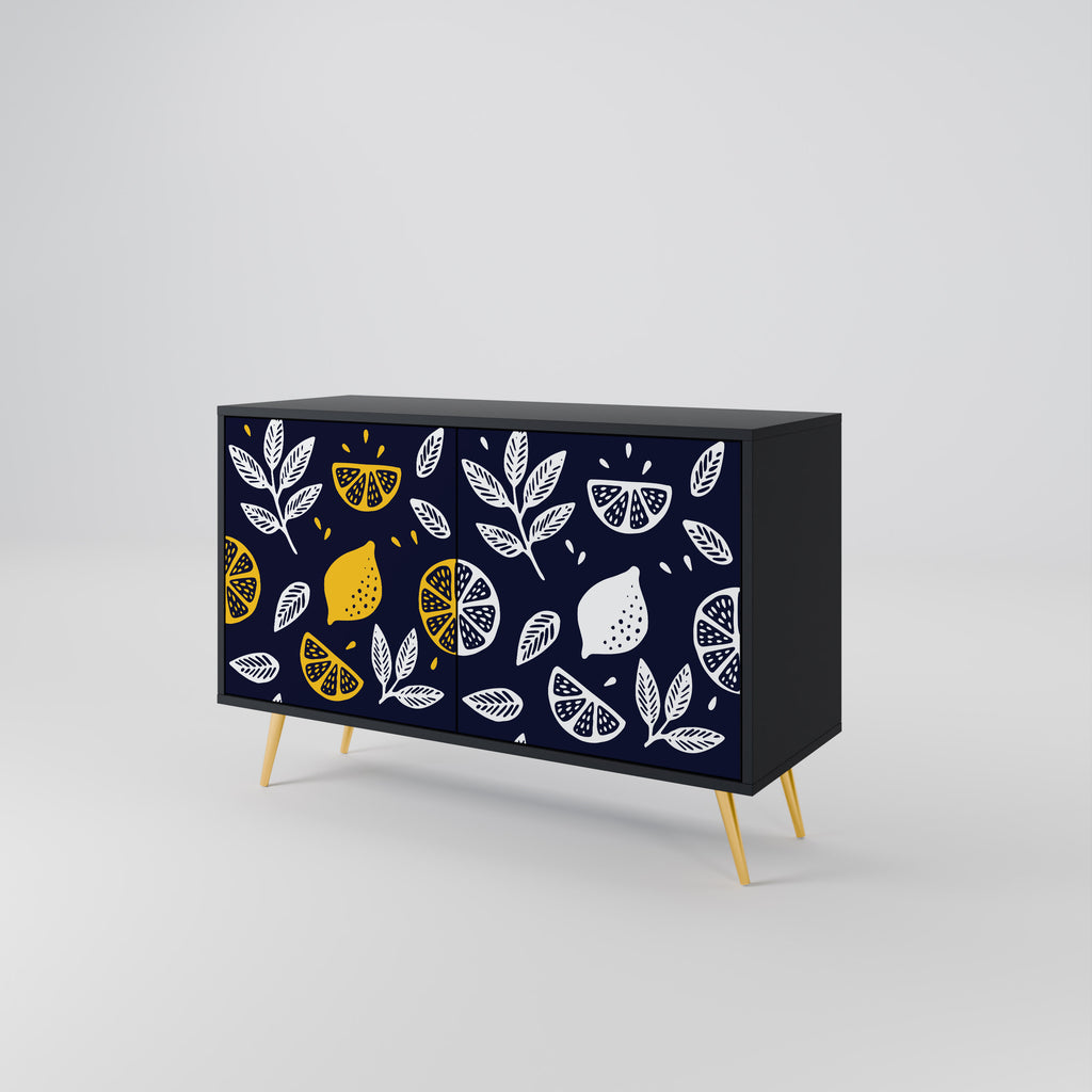 CITRUS BLACK AND WHITE 2-Door Sideboard in Black Finish