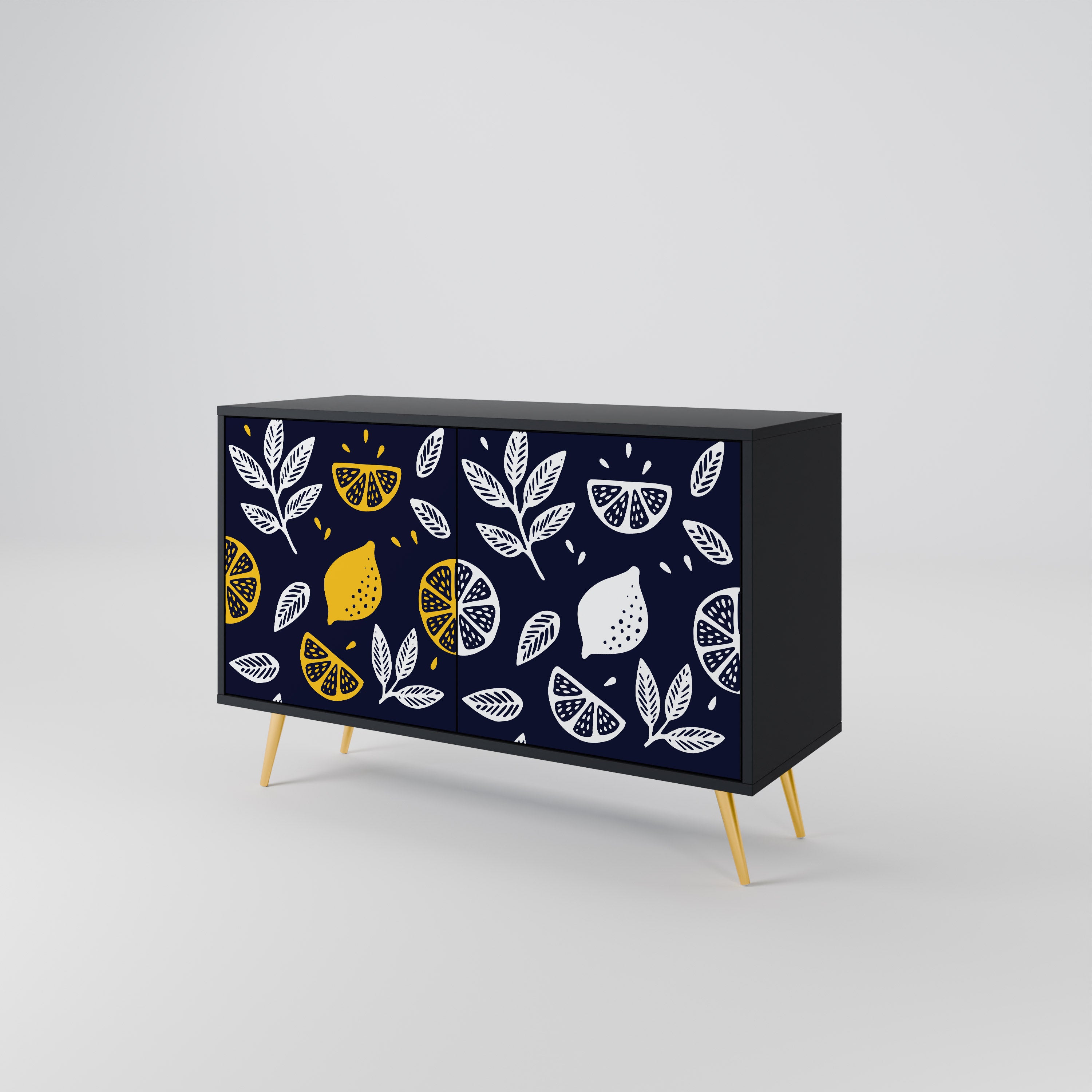 CITRUS BLACK AND WHITE 2-Door Sideboard in Black Finish