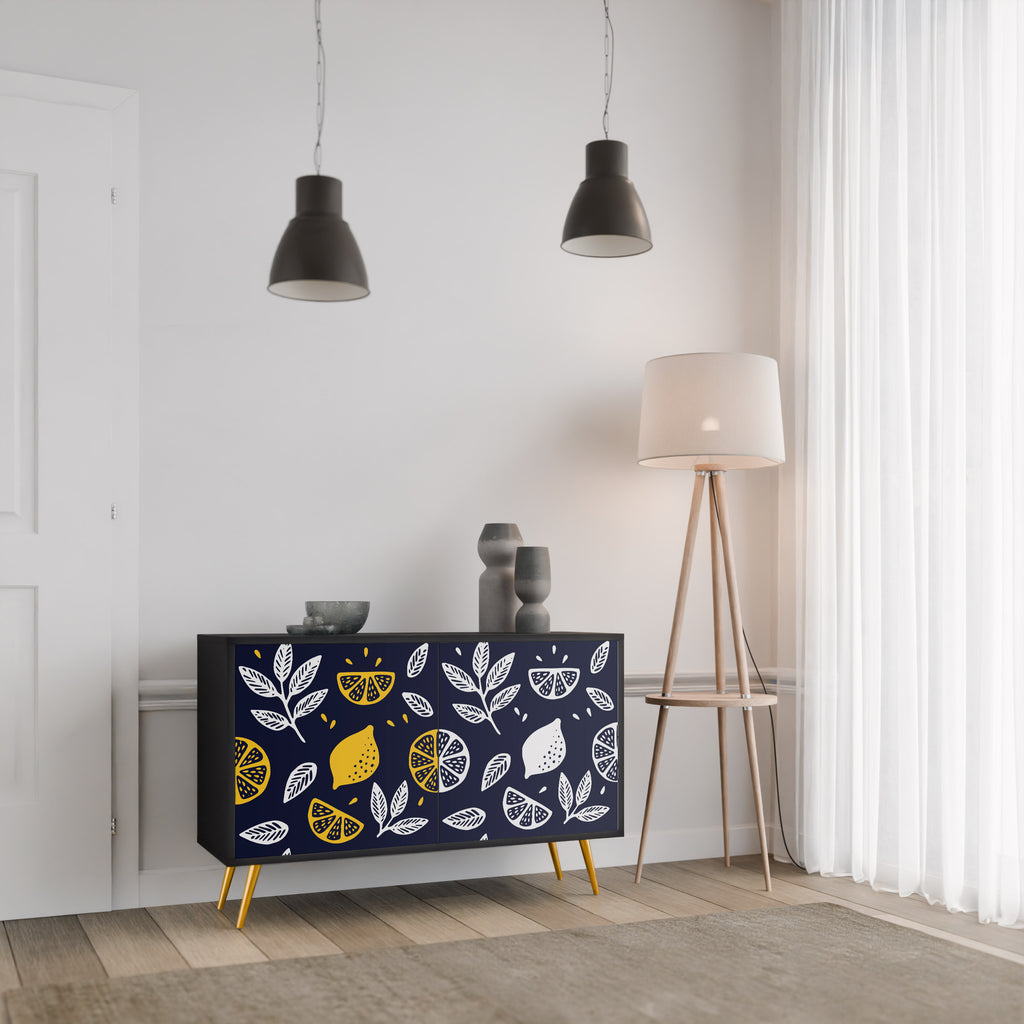 CITRUS BLACK AND WHITE 2-Door Sideboard in Black Finish