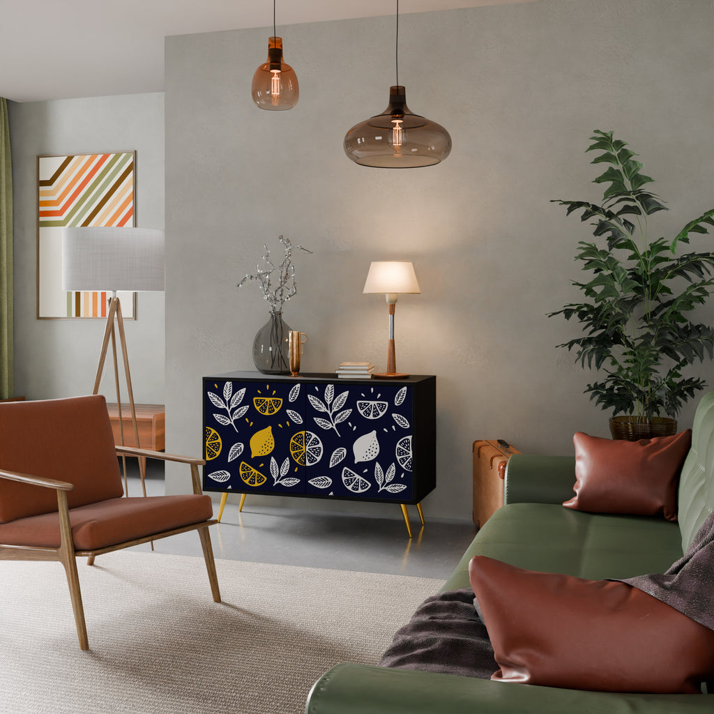 CITRUS BLACK AND WHITE 2-Door Sideboard in Black Finish