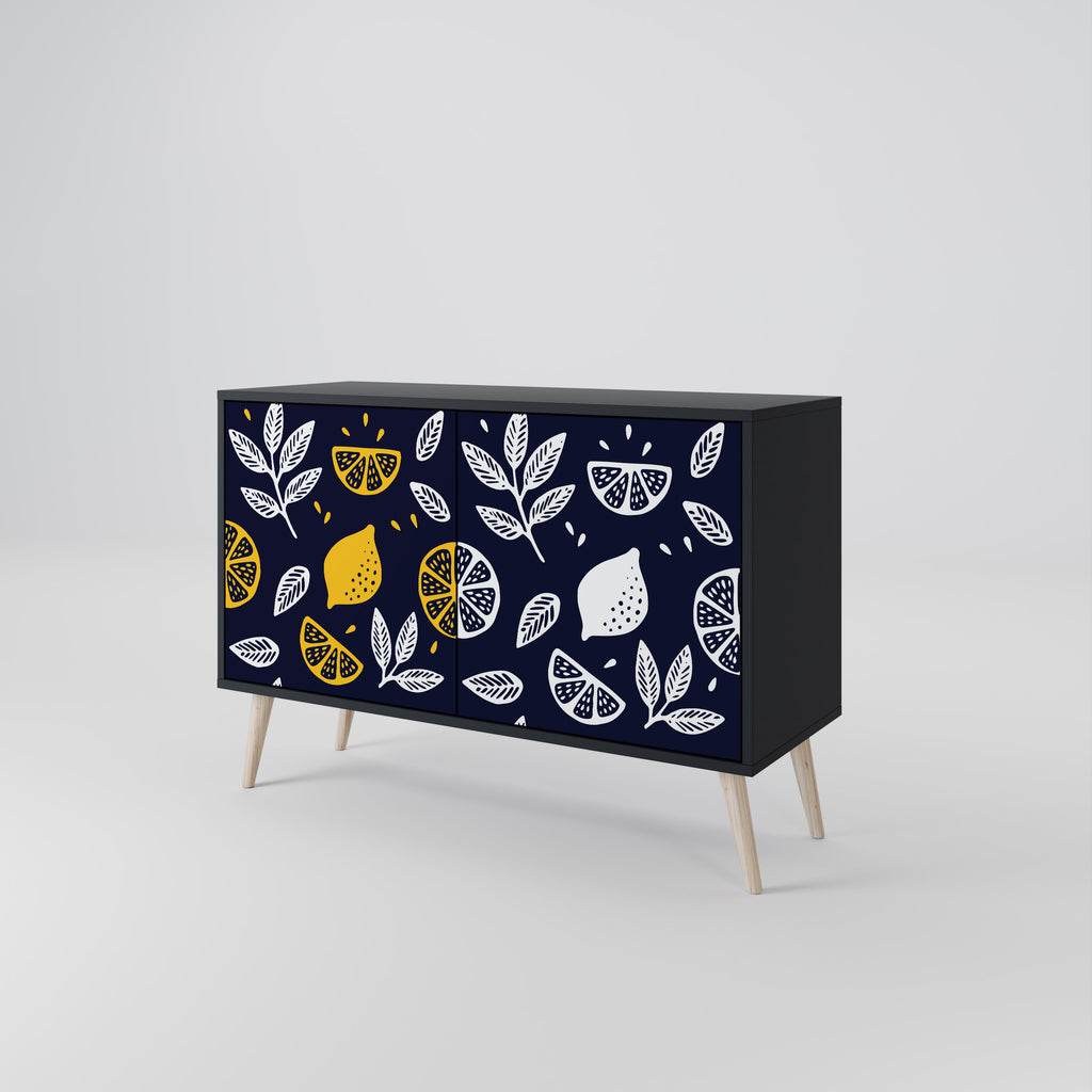 CITRUS BLACK AND WHITE 2-Door Sideboard in Black Finish