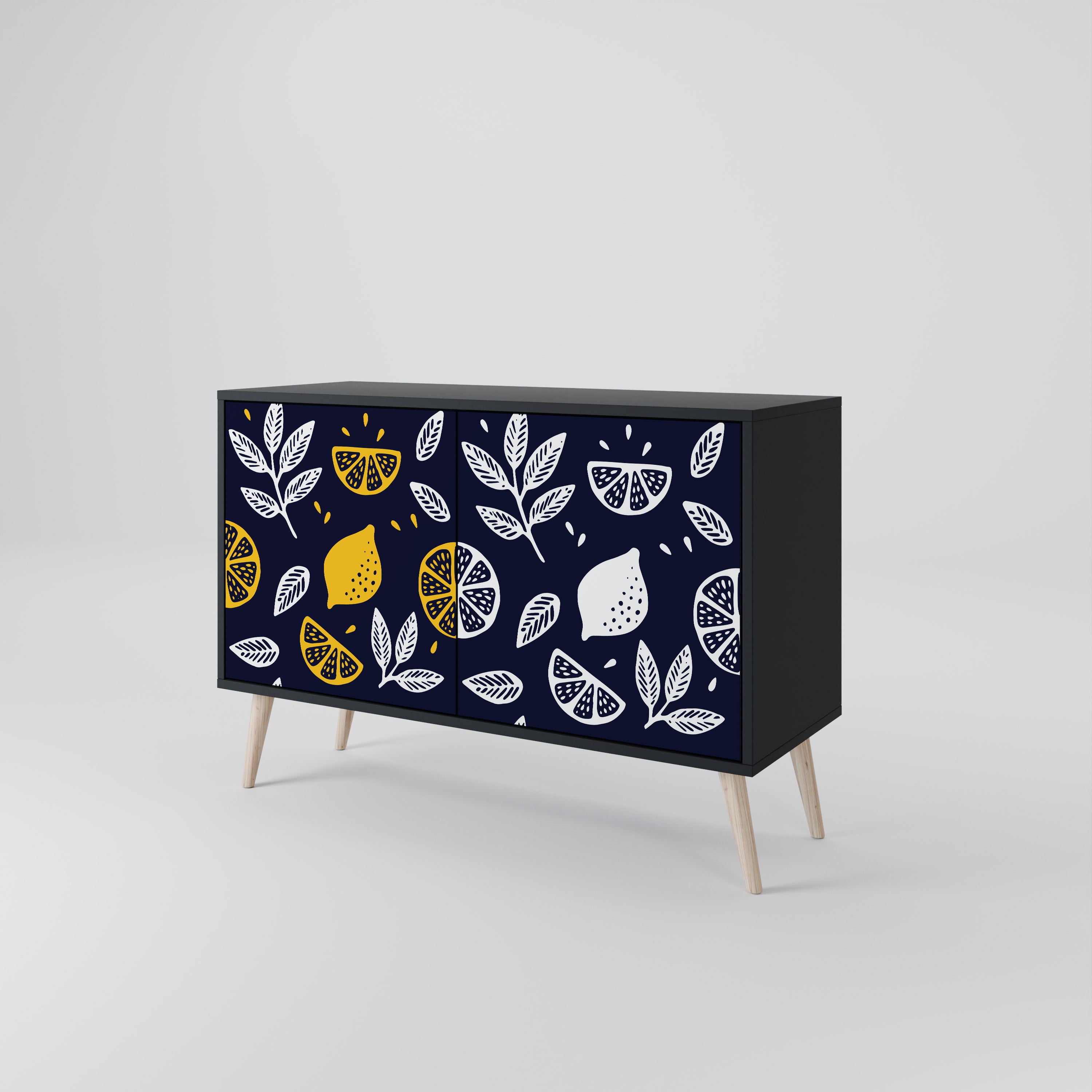 CITRUS BLACK AND WHITE 2-Door Sideboard in Black Finish