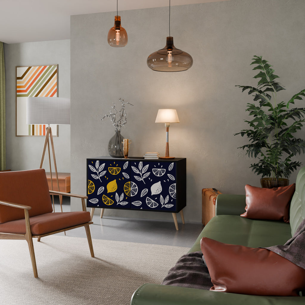 CITRUS BLACK AND WHITE 2-Door Sideboard in Black Finish