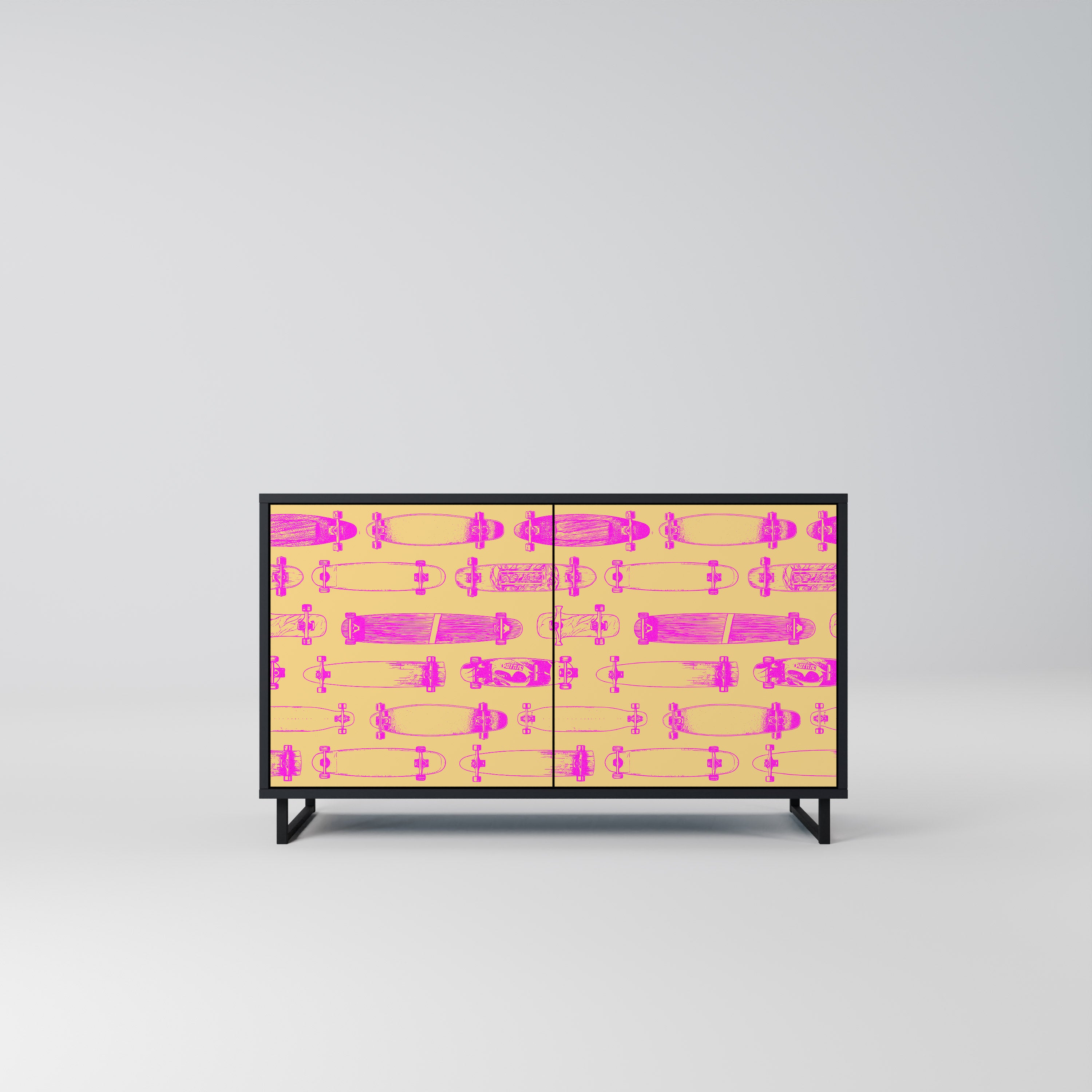 SKATEBOARD ARTISTRY 2-Door Sideboard in Black Finish