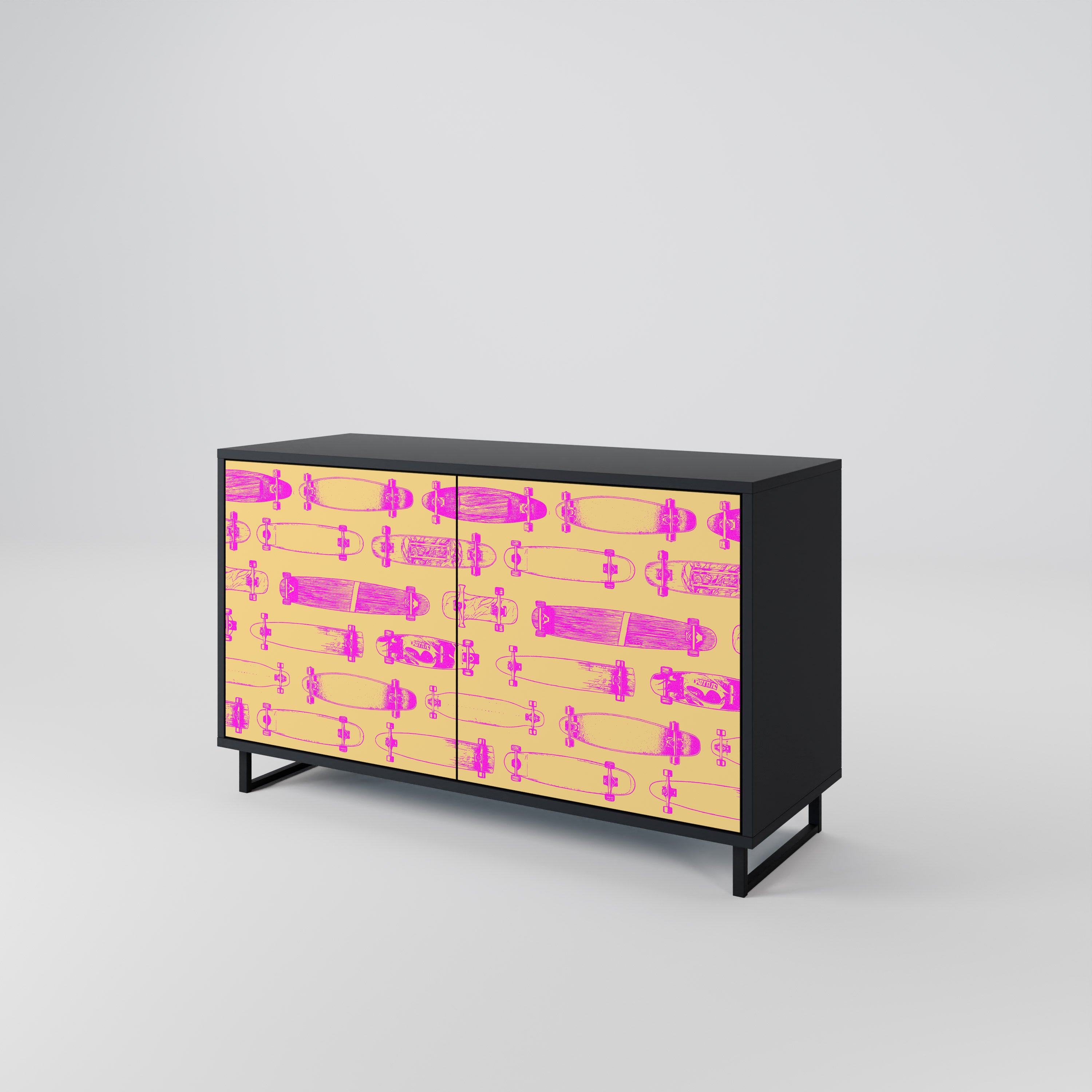 SKATEBOARD ARTISTRY 2-Door Sideboard in Black Finish