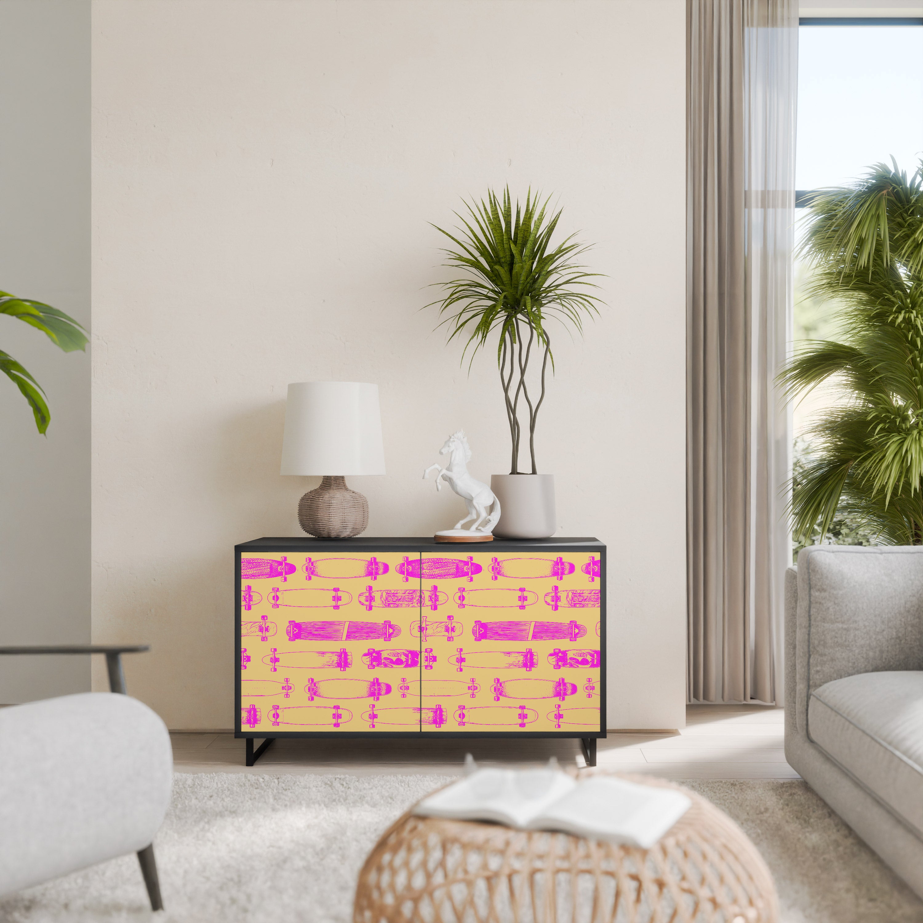 SKATEBOARD ARTISTRY 2-Door Sideboard in Black Finish