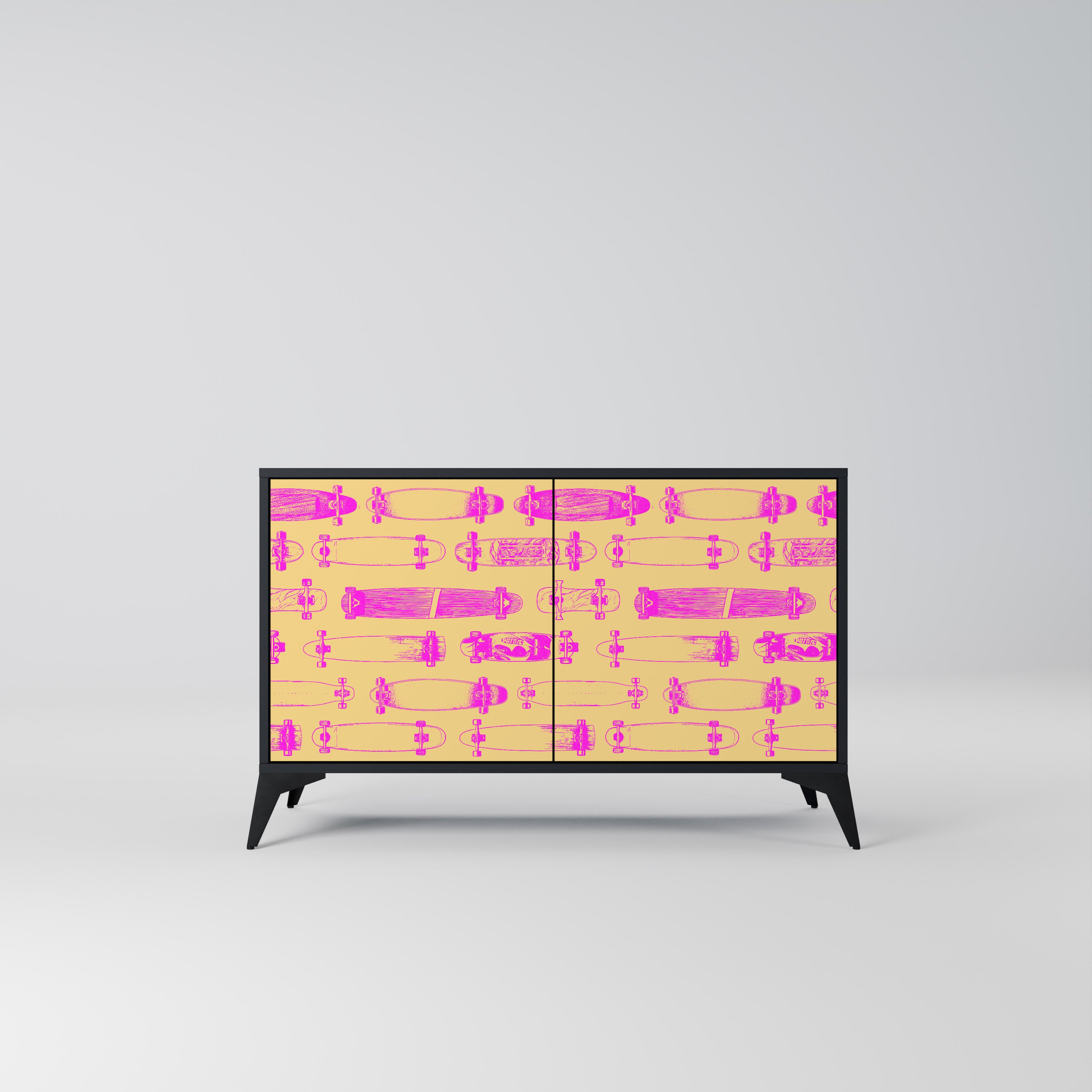 SKATEBOARD ARTISTRY 2-Door Sideboard in Black Finish