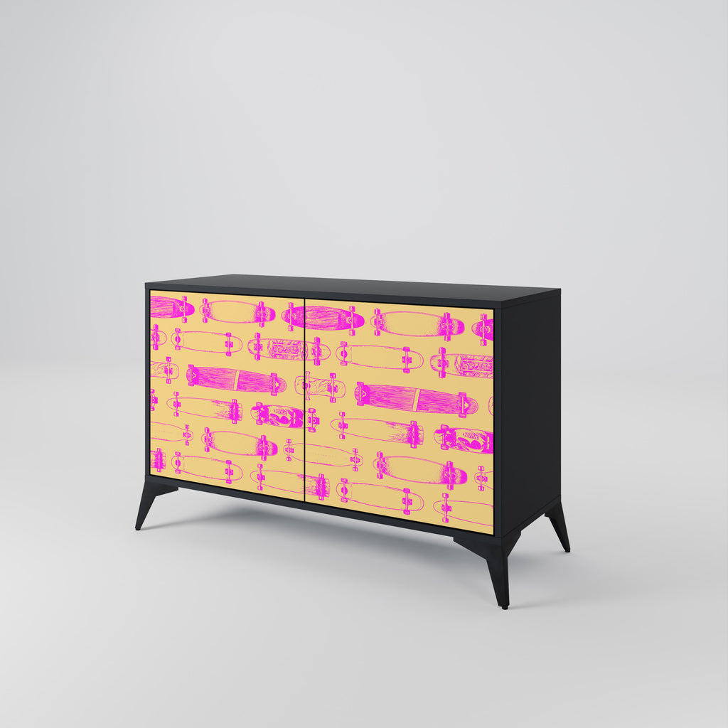 SKATEBOARD ARTISTRY 2-Door Sideboard in Black Finish