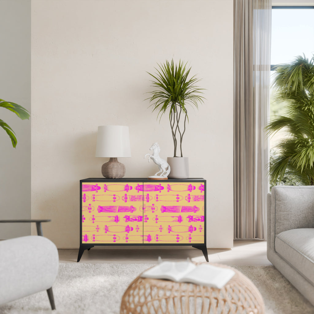 SKATEBOARD ARTISTRY 2-Door Sideboard in Black Finish