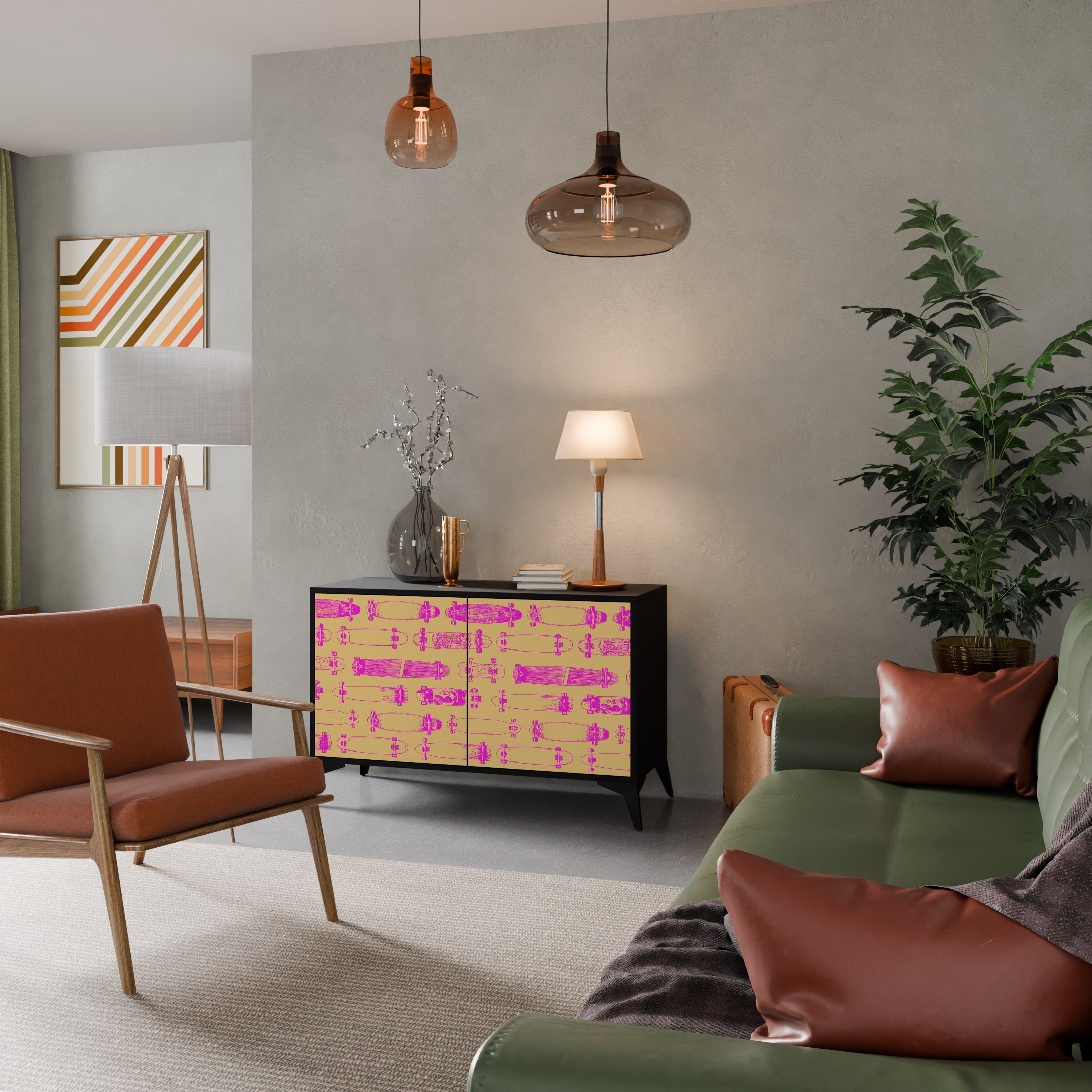 SKATEBOARD ARTISTRY 2-Door Sideboard in Black Finish