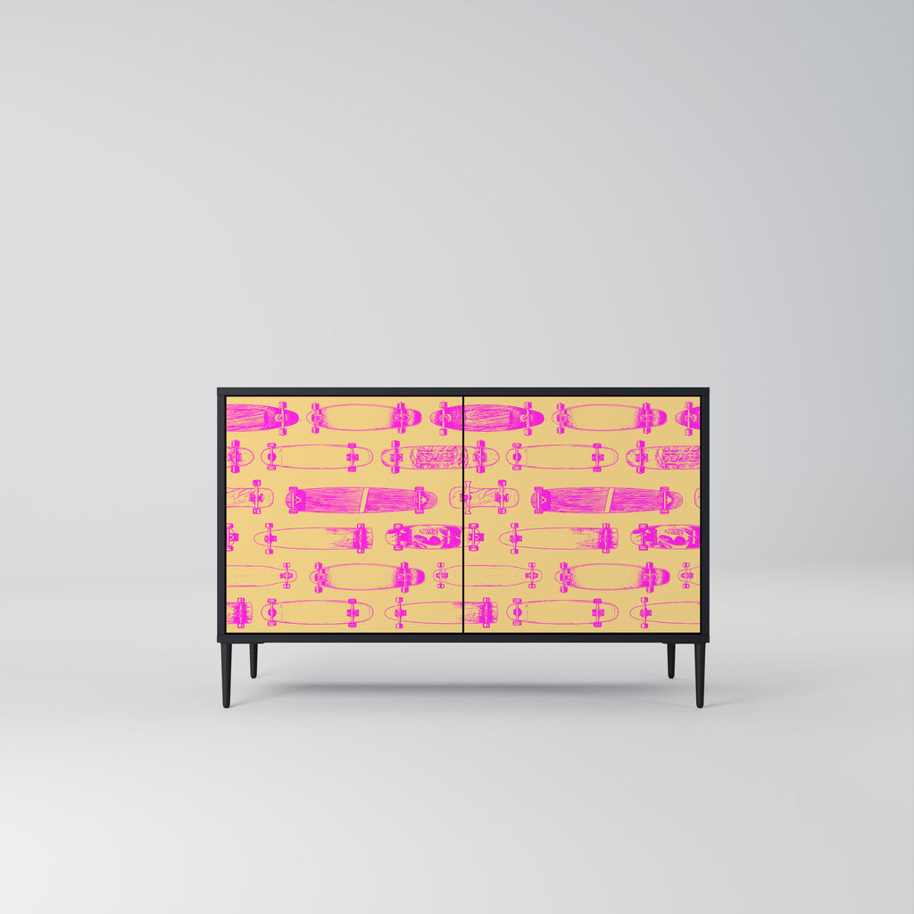 SKATEBOARD ARTISTRY 2-Door Sideboard in Black Finish