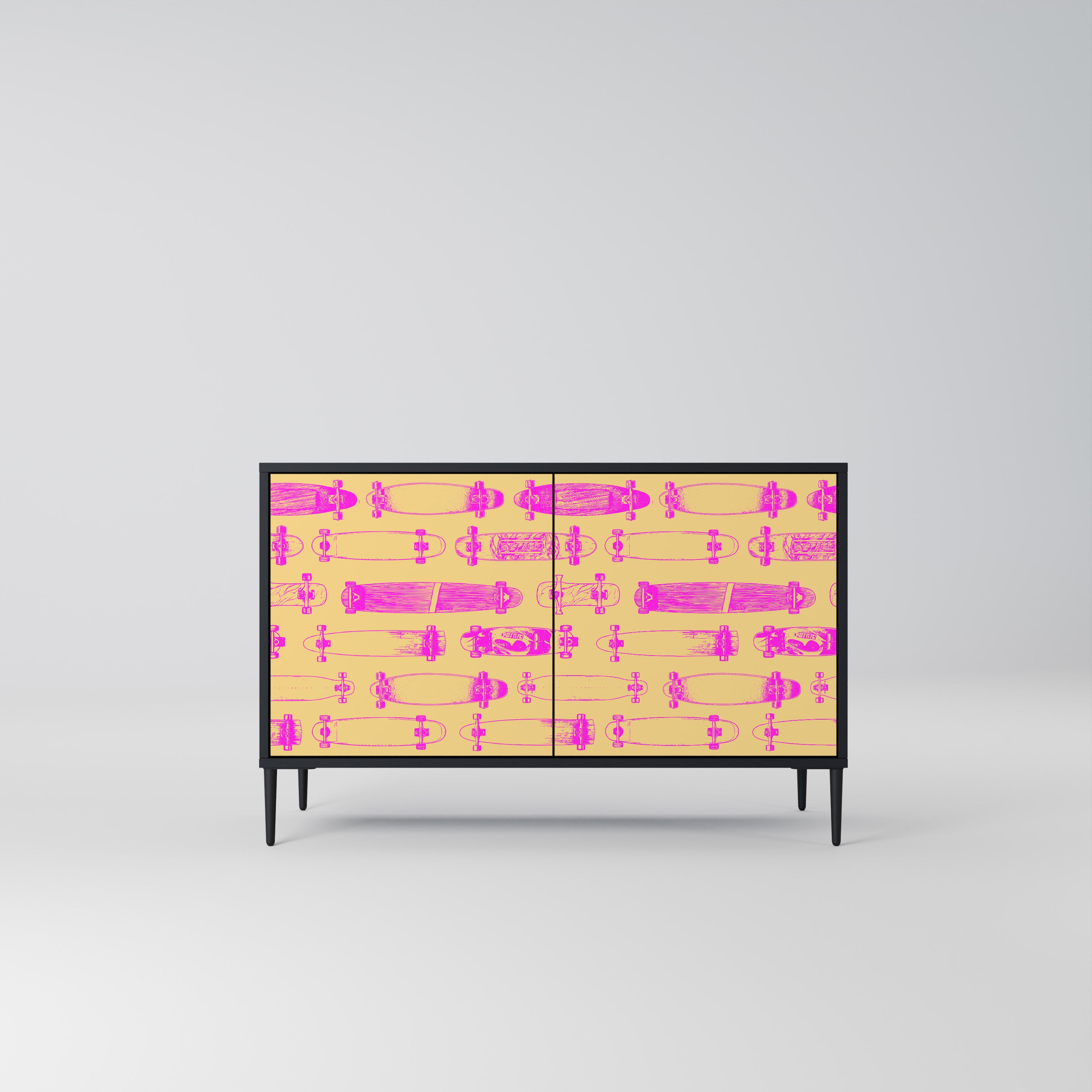 SKATEBOARD ARTISTRY 2-Door Sideboard in Black Finish