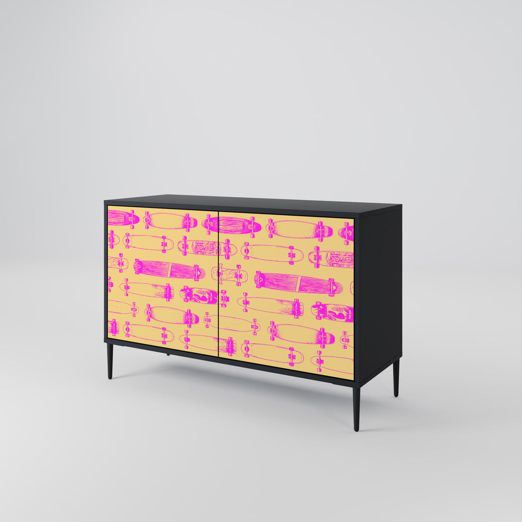 SKATEBOARD ARTISTRY 2-Door Sideboard in Black Finish