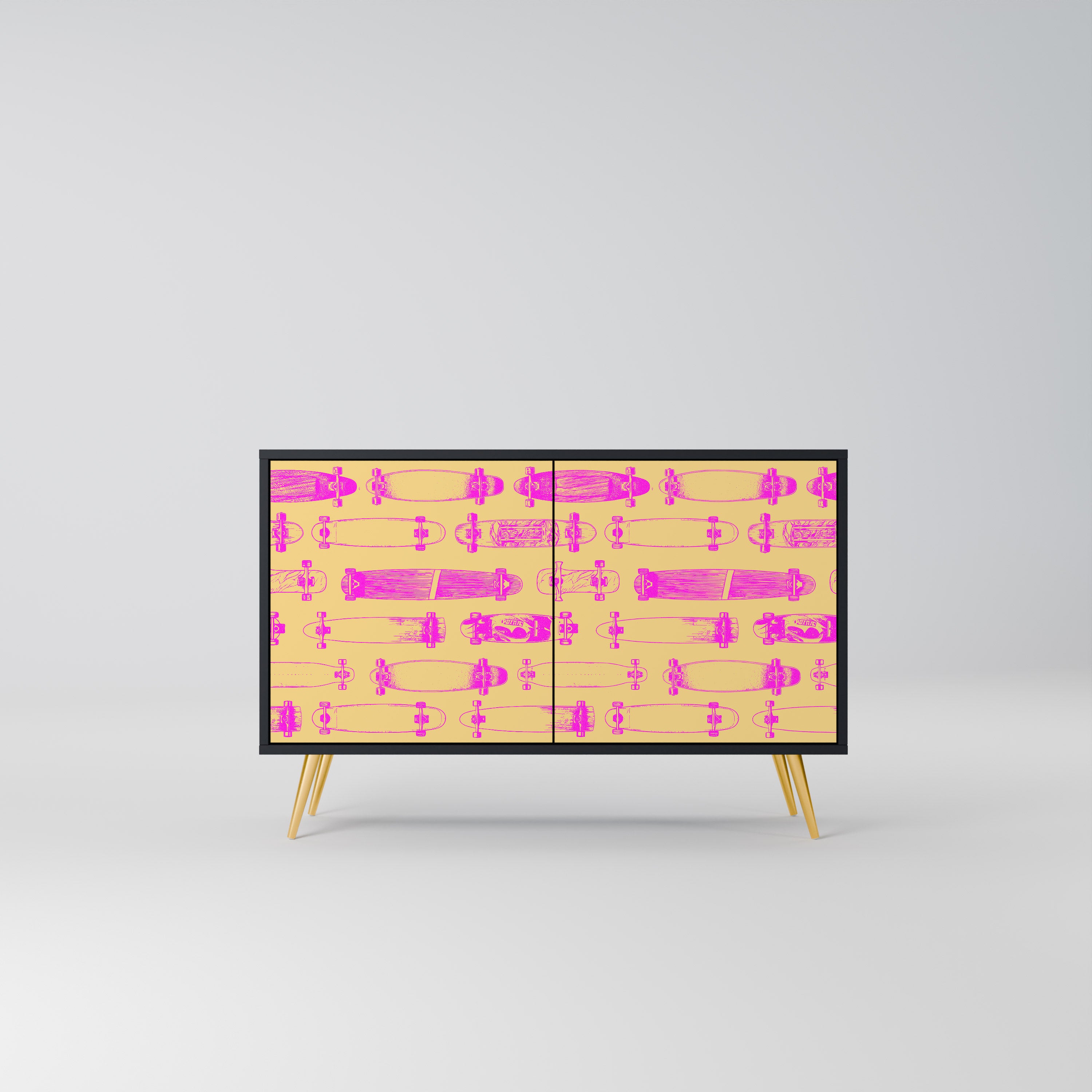 SKATEBOARD ARTISTRY 2-Door Sideboard in Black Finish