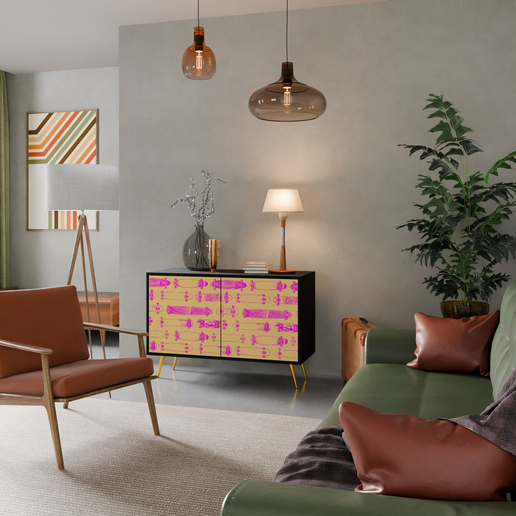 SKATEBOARD ARTISTRY 2-Door Sideboard in Black Finish