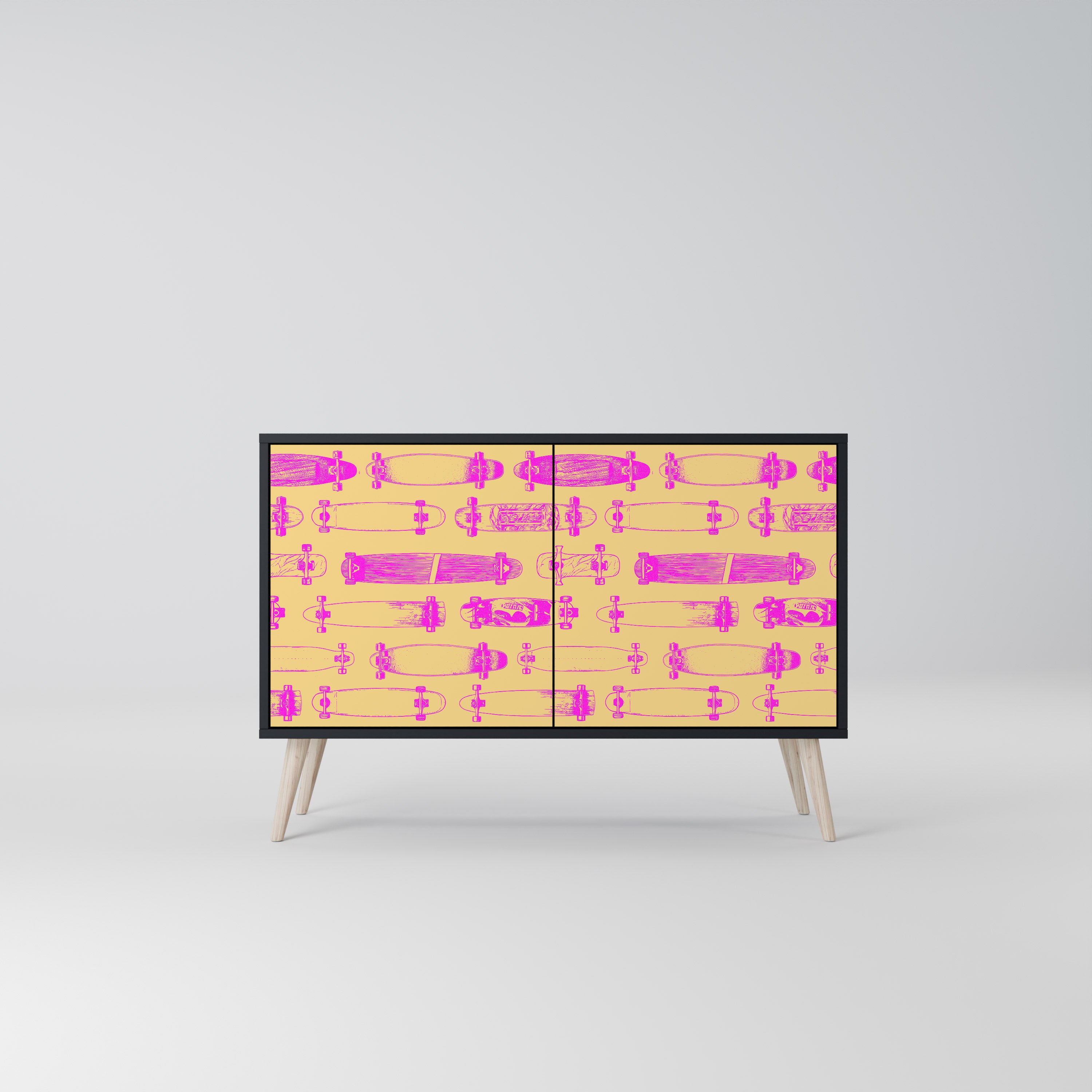 SKATEBOARD ARTISTRY 2-Door Sideboard in Black Finish