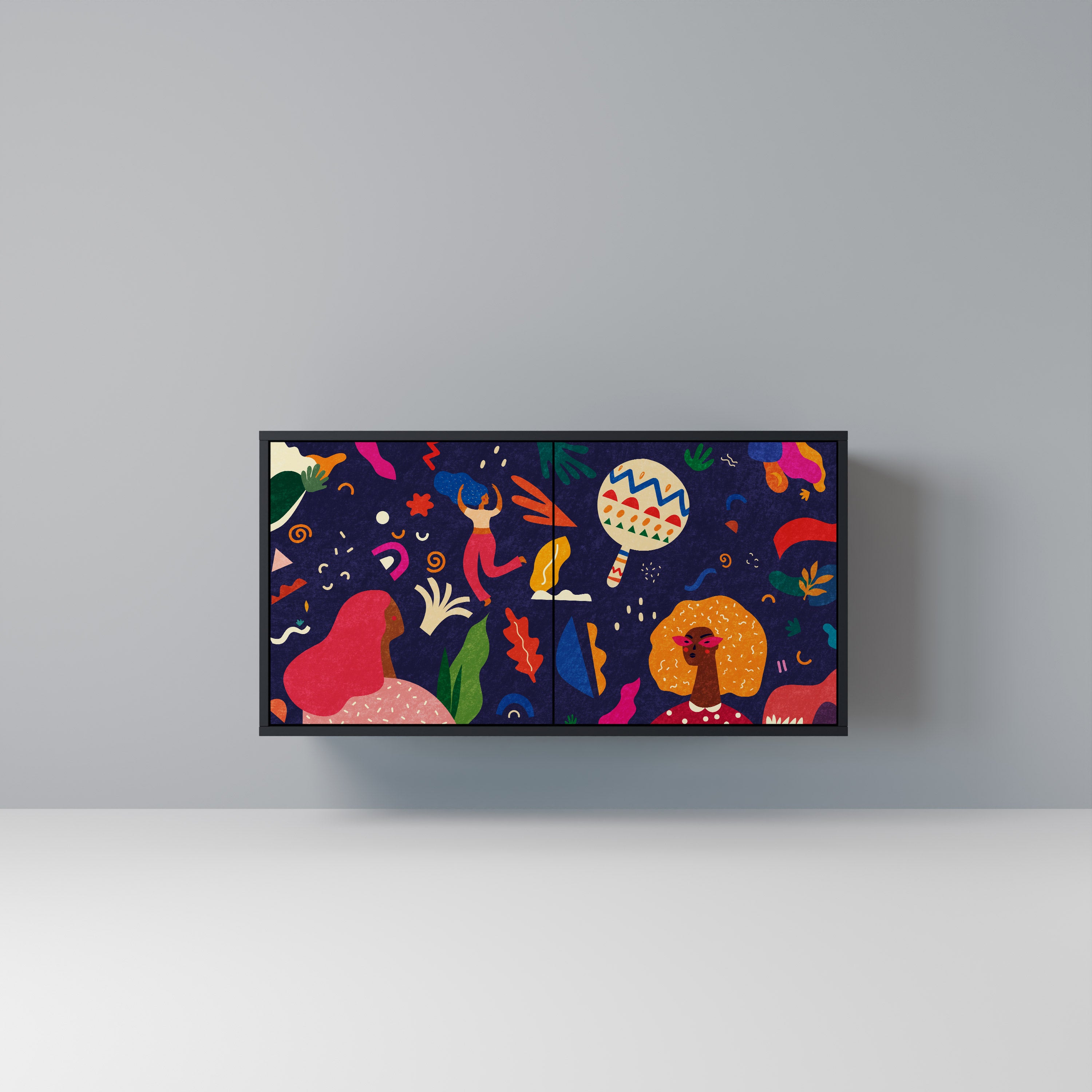 FESTIVE PLEASURES 2-Door Sideboard in Black Finish