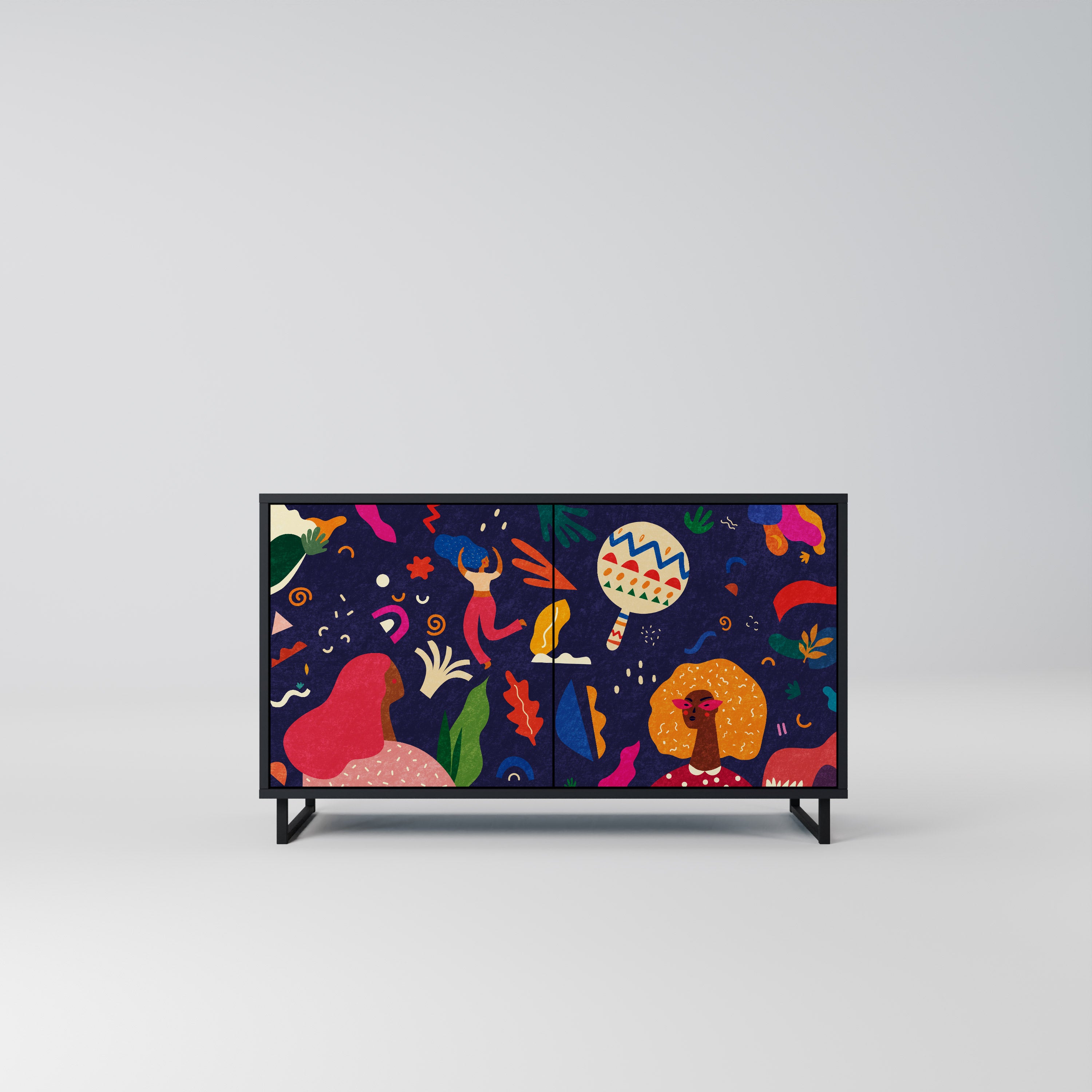 FESTIVE PLEASURES 2-Door Sideboard in Black Finish