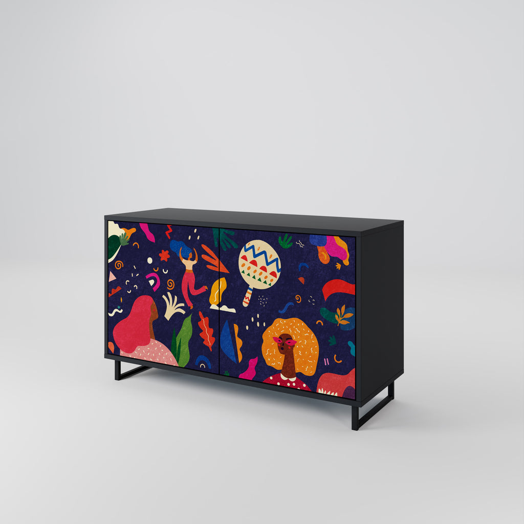 FESTIVE PLEASURES 2-Door Sideboard in Black Finish