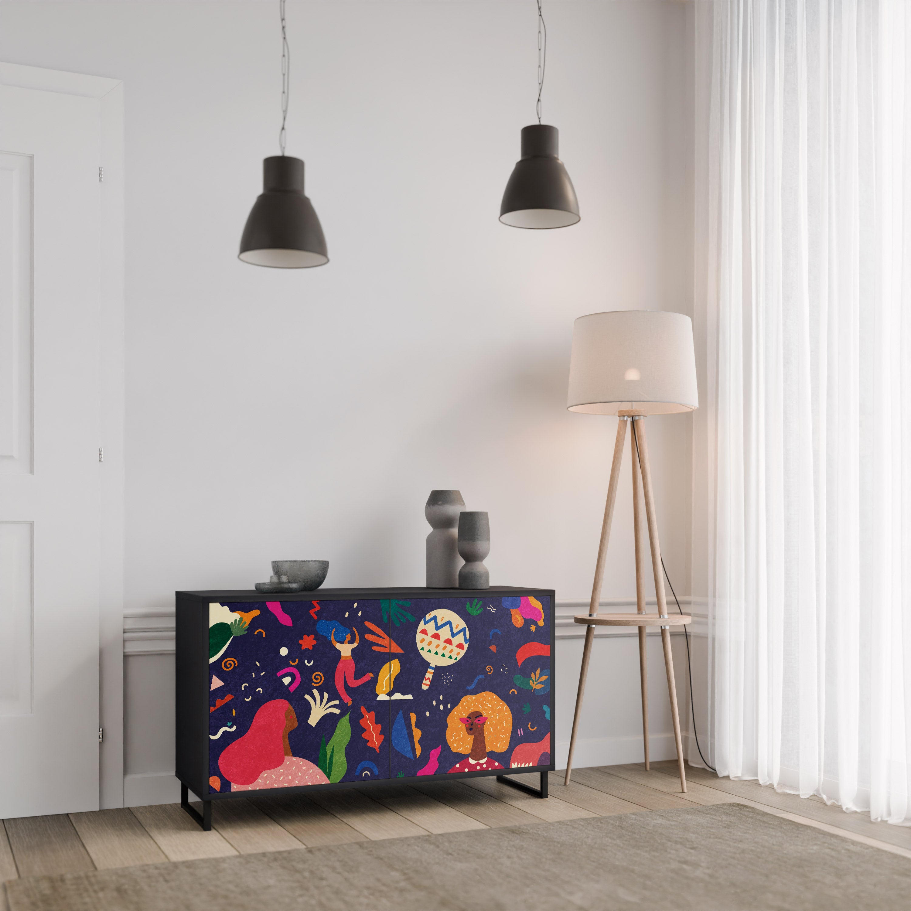 FESTIVE PLEASURES 2-Door Sideboard in Black Finish