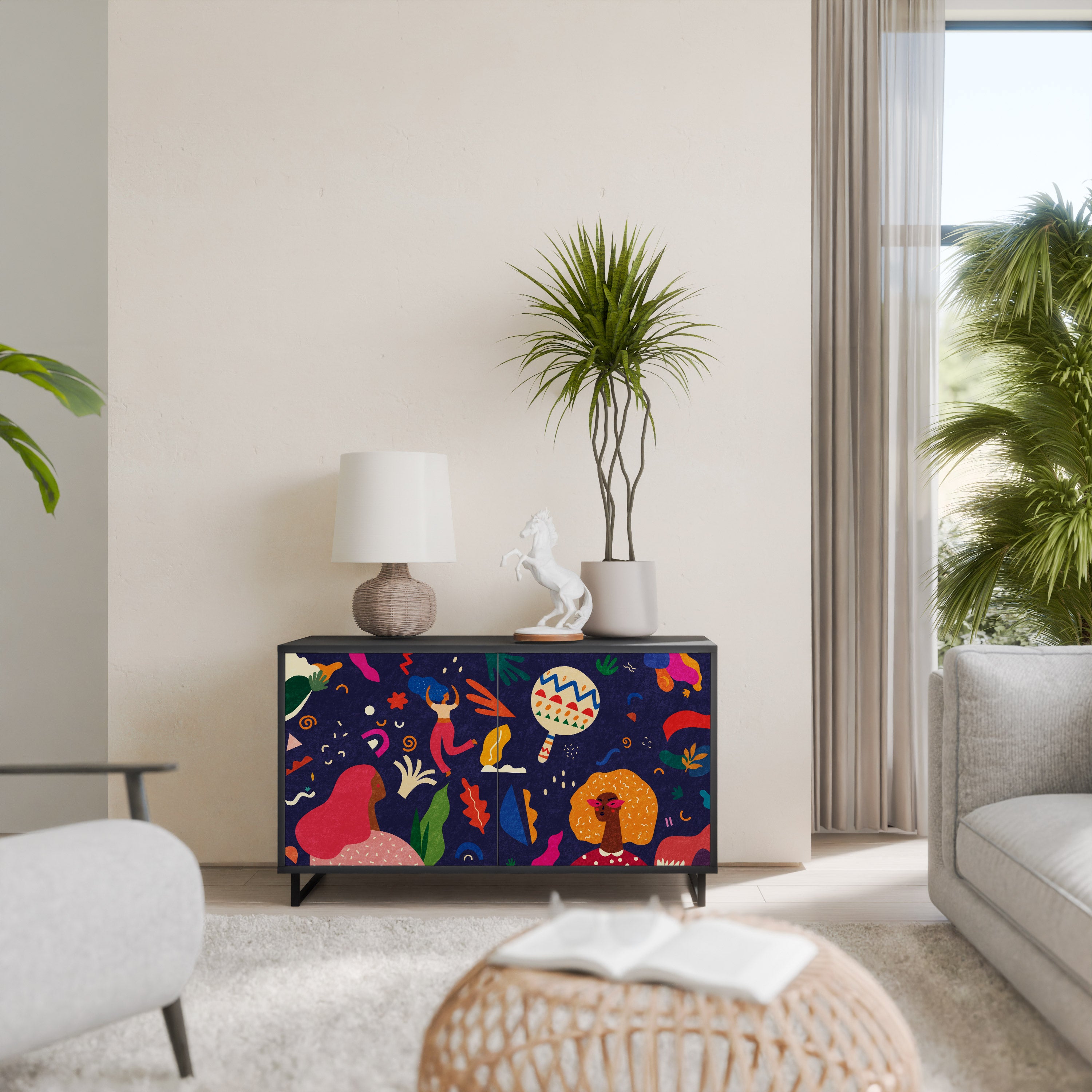 FESTIVE PLEASURES 2-Door Sideboard in Black Finish